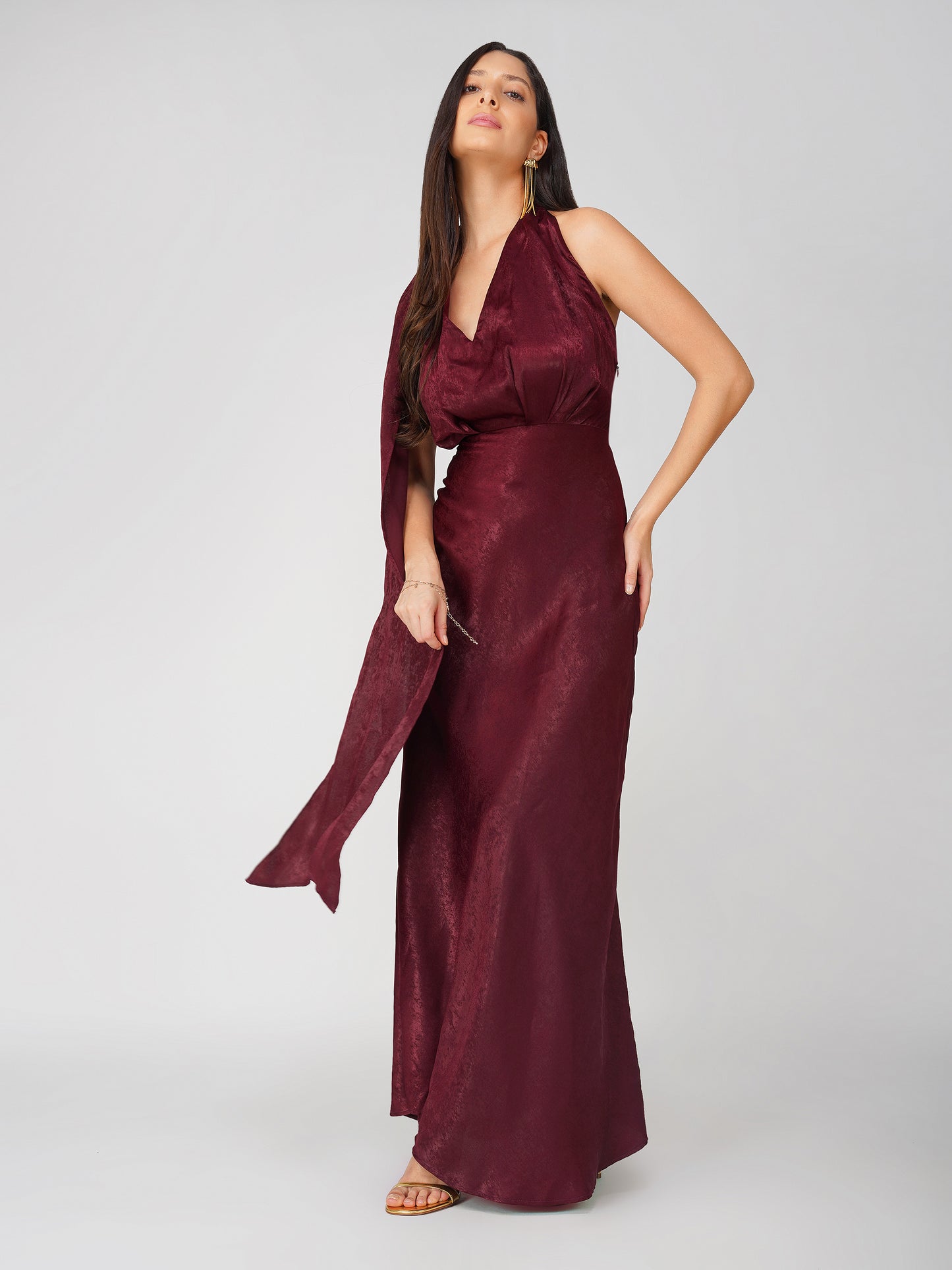 Scarf Neck Maxi Dress