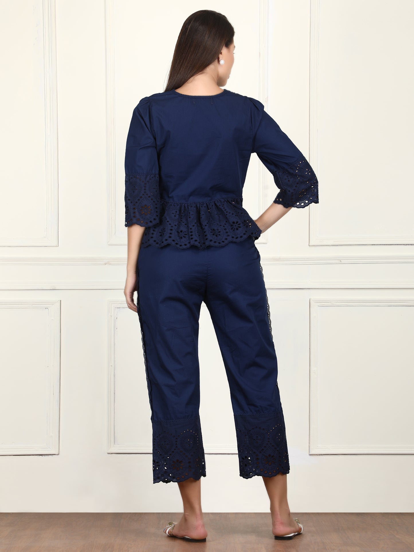 Navy Blue Ruffled Co-ord Set