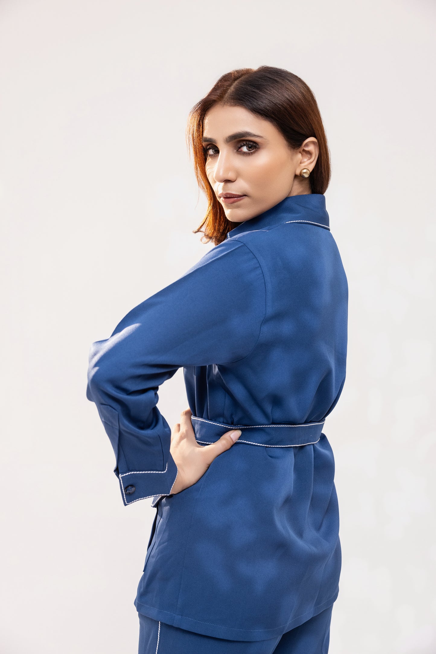 Blue Crepe Co-ord Set