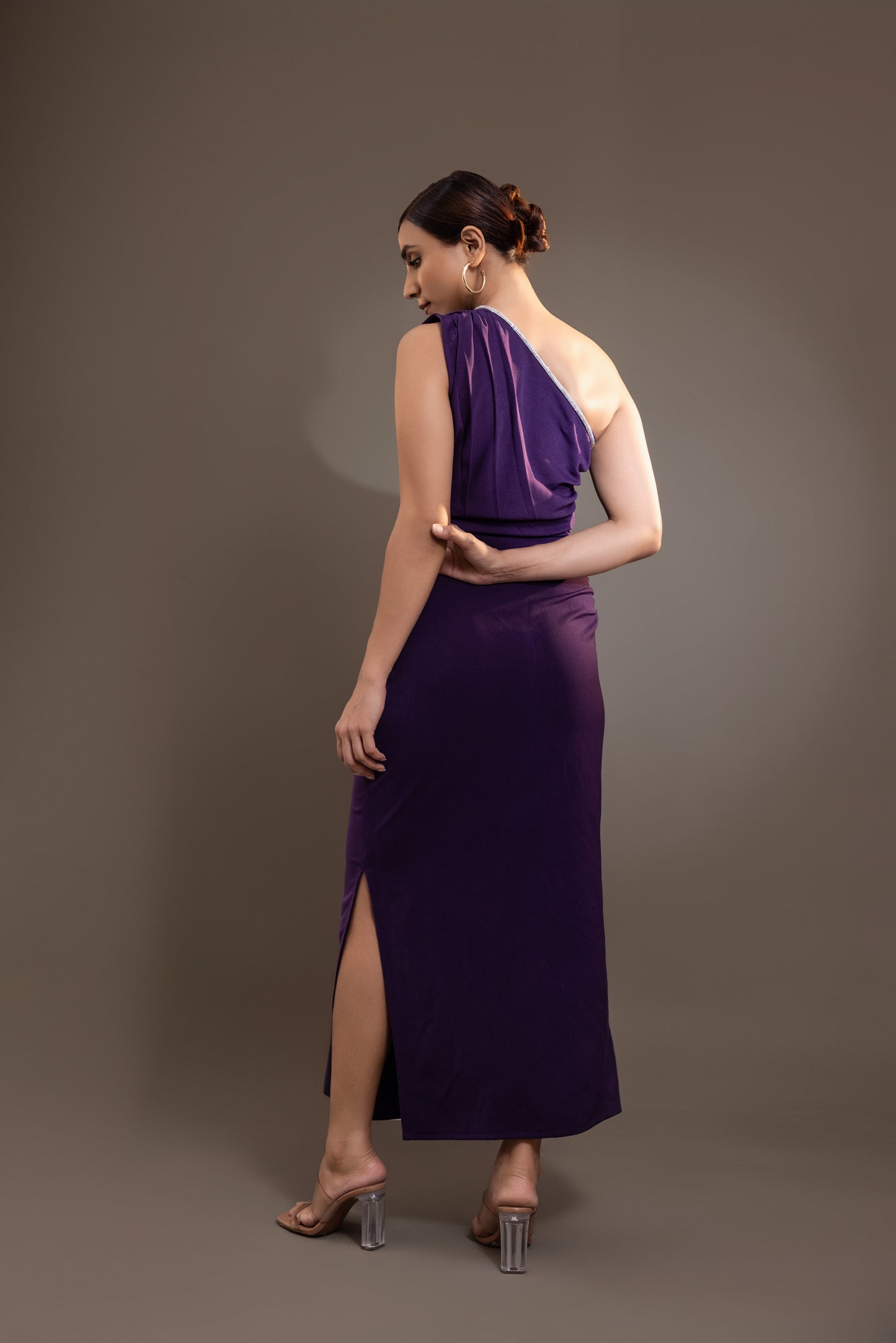 Asymmetric Crepe Long Dress