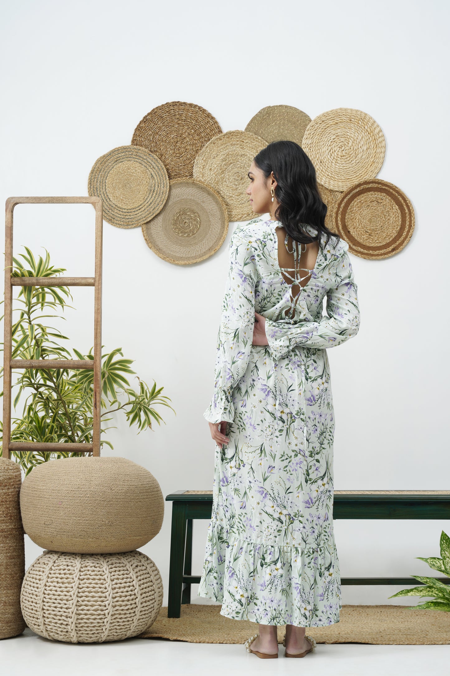 Mint floral ruffled dress