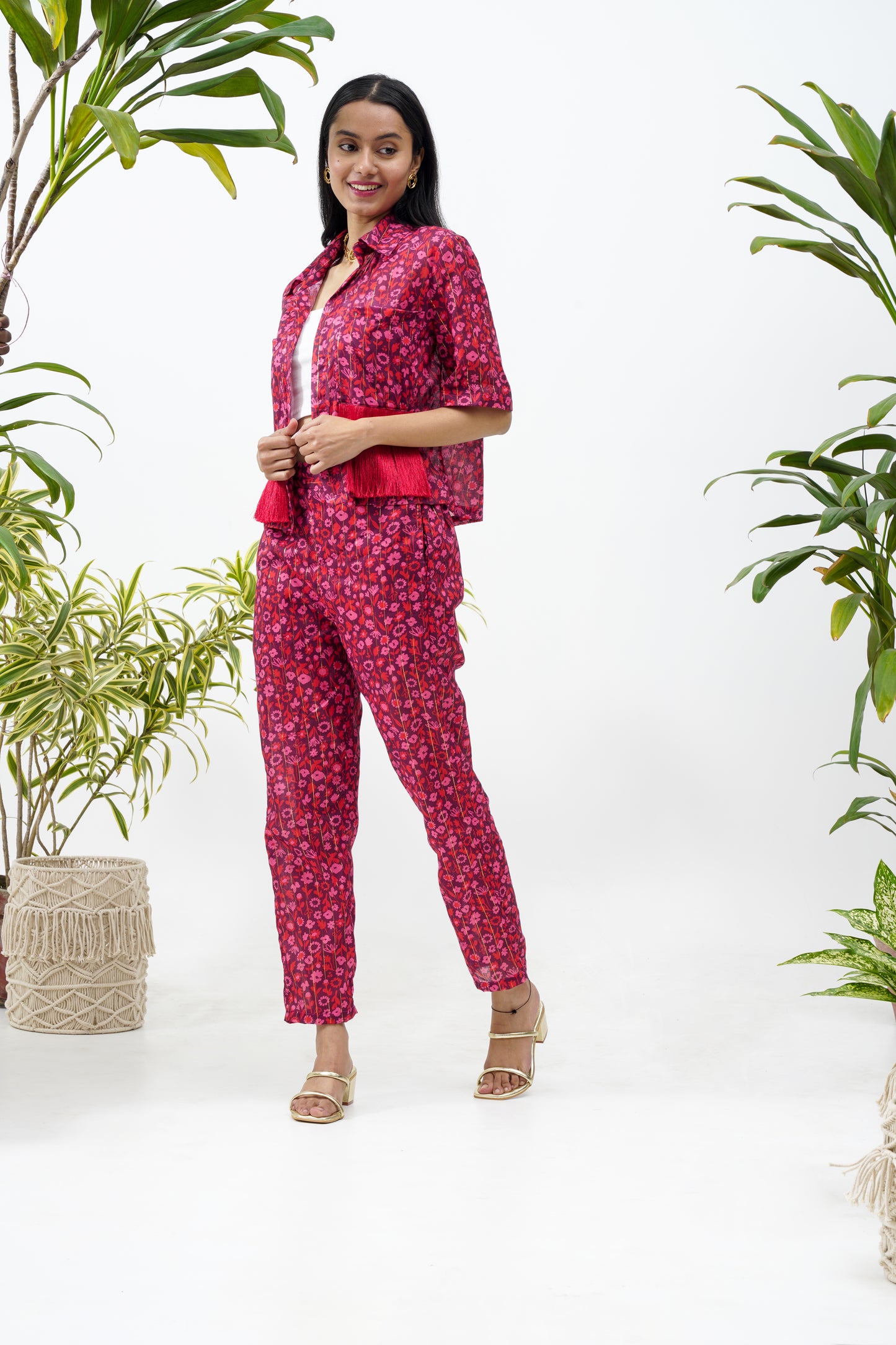 Floral print fringed Co-ord set