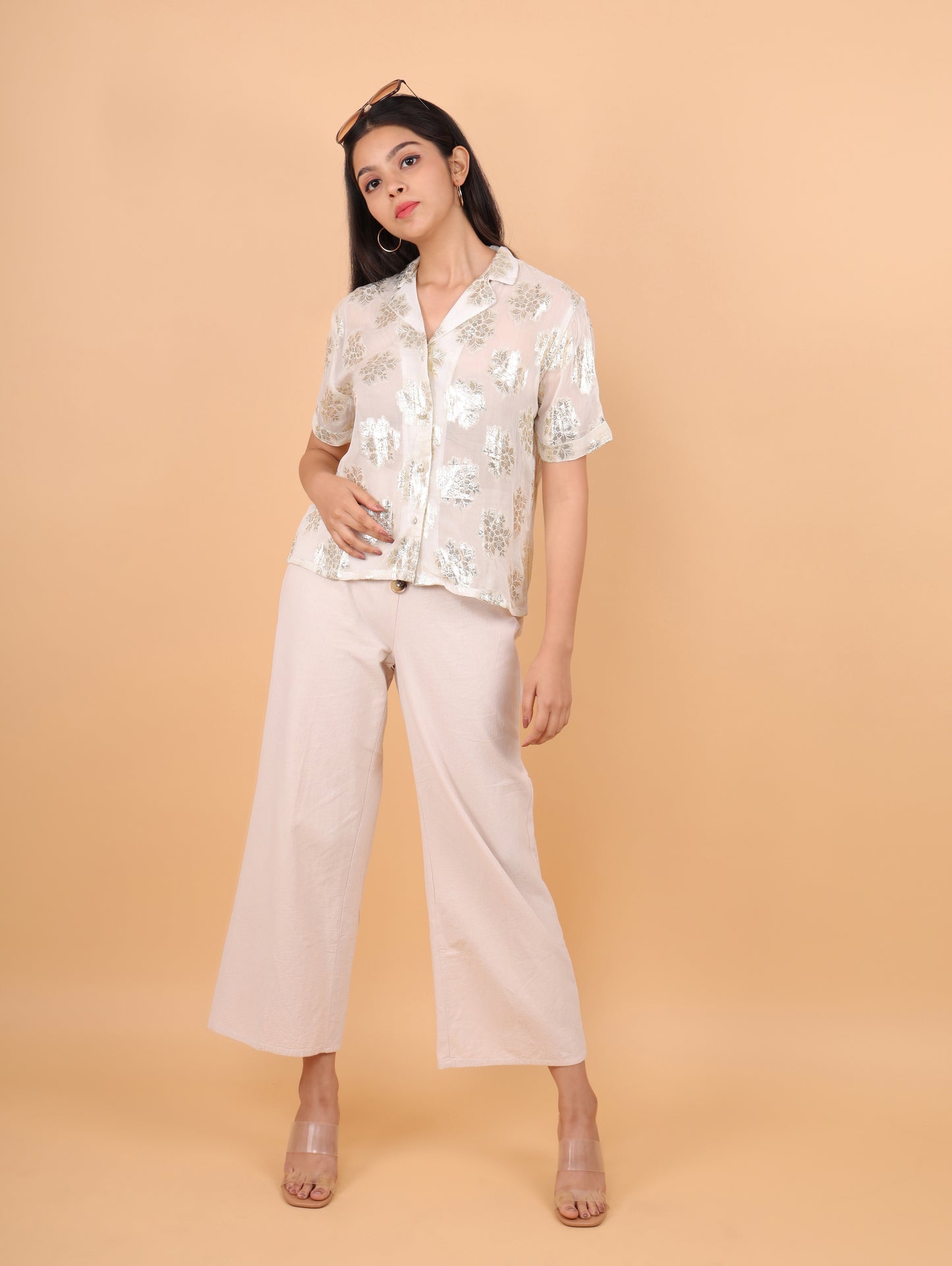 Short sleeve jacquard shirt