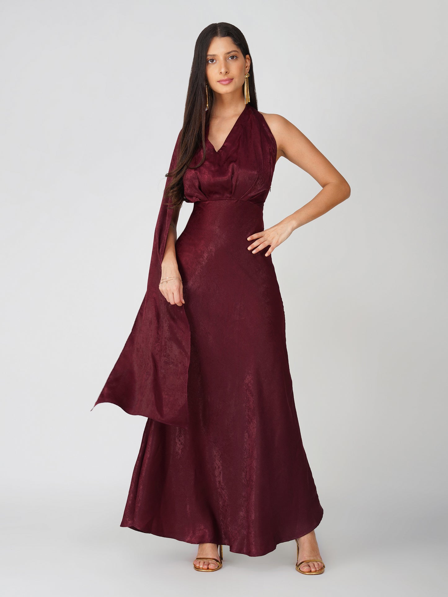 Scarf Neck Maxi Dress