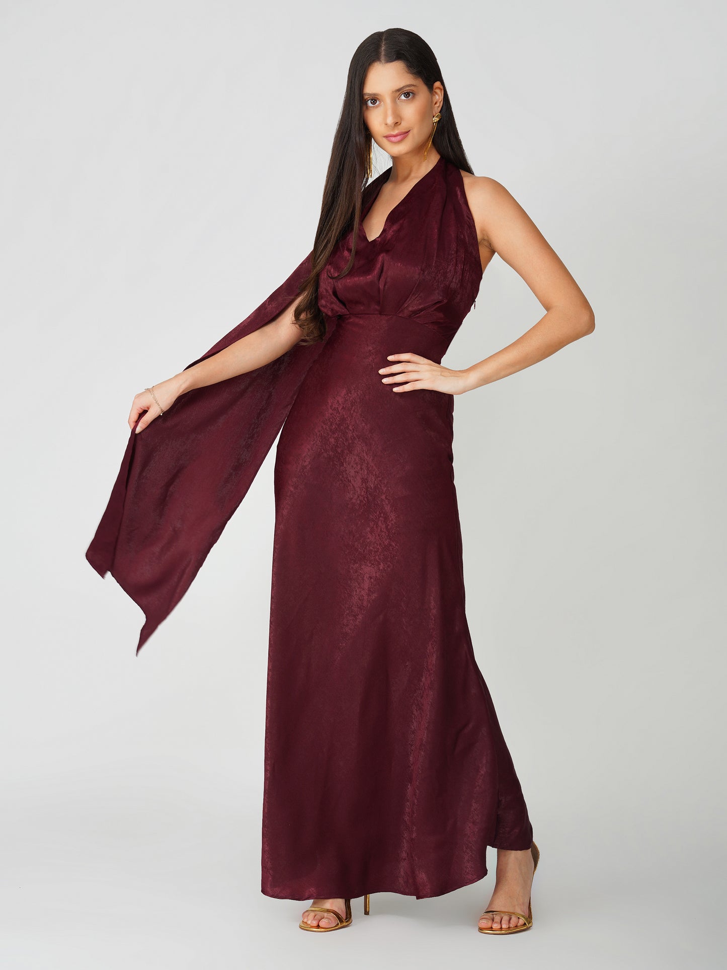Scarf Neck Maxi Dress