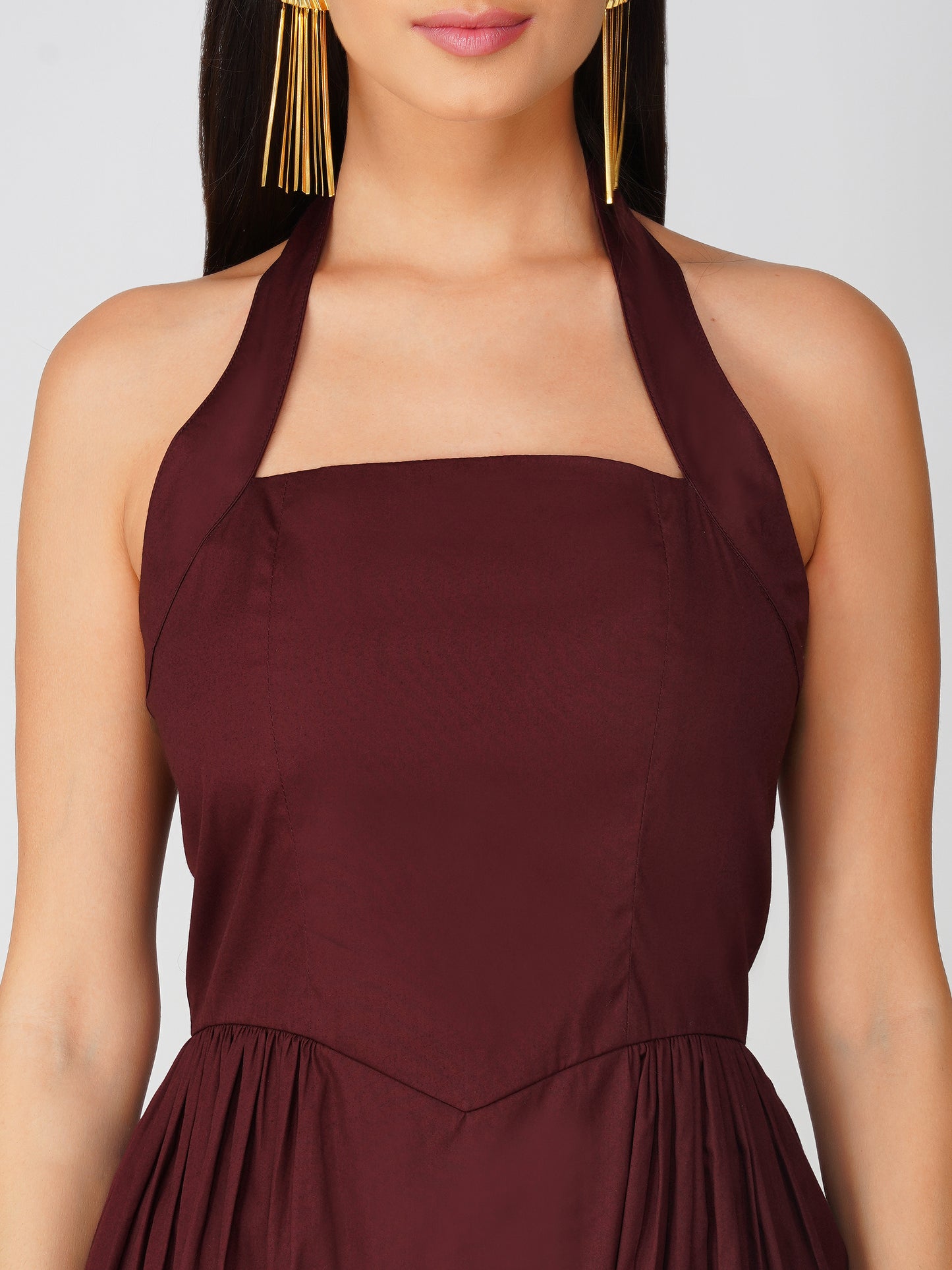 Brown Halter Neck Dress
