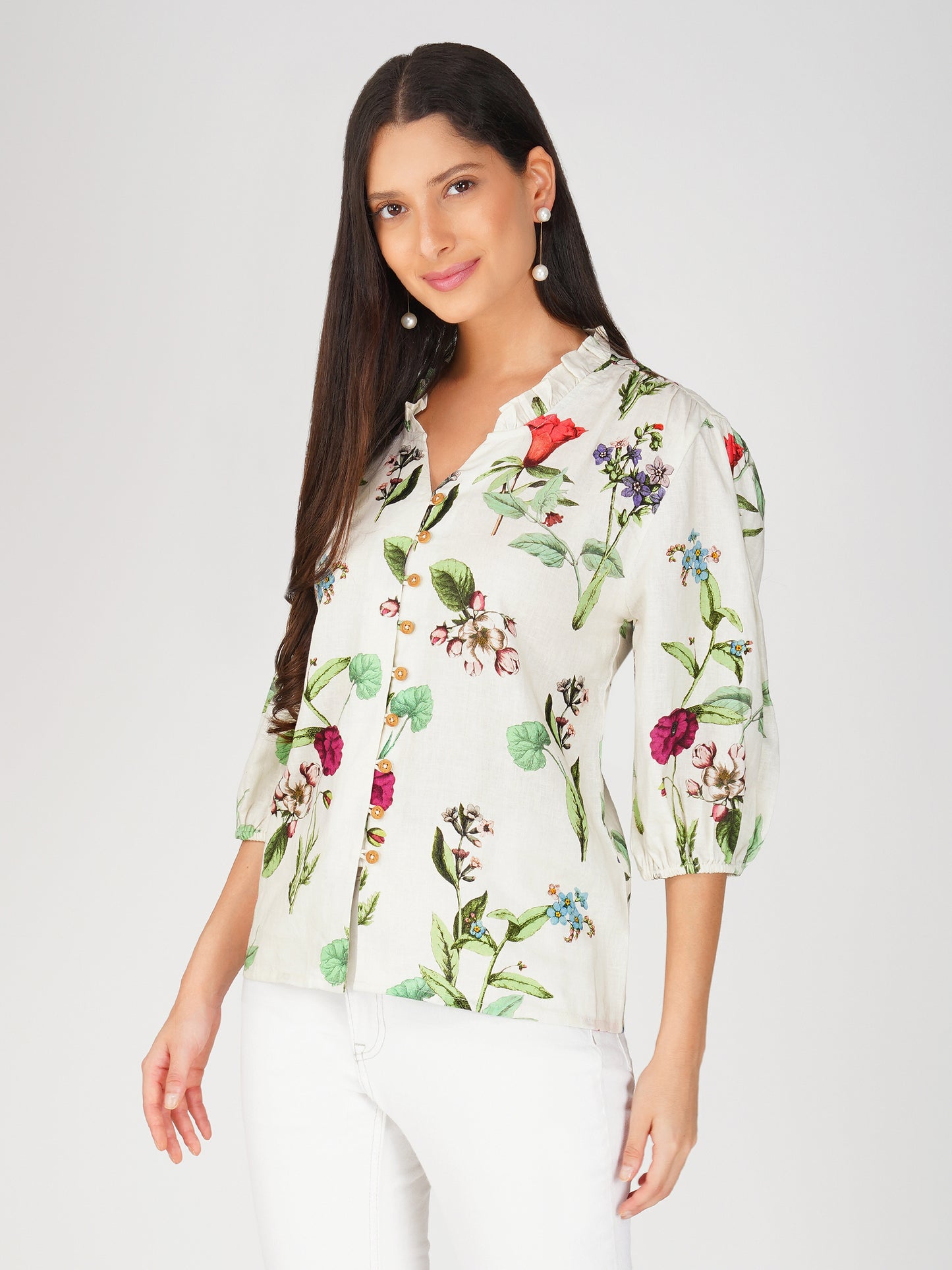 Linen Frilled Top