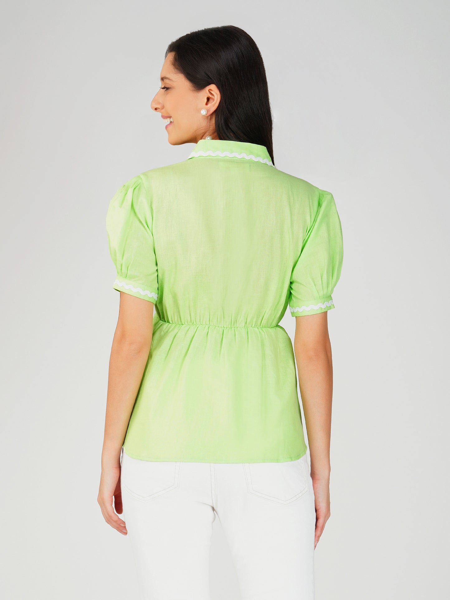 Green Peter Pan Collar Top