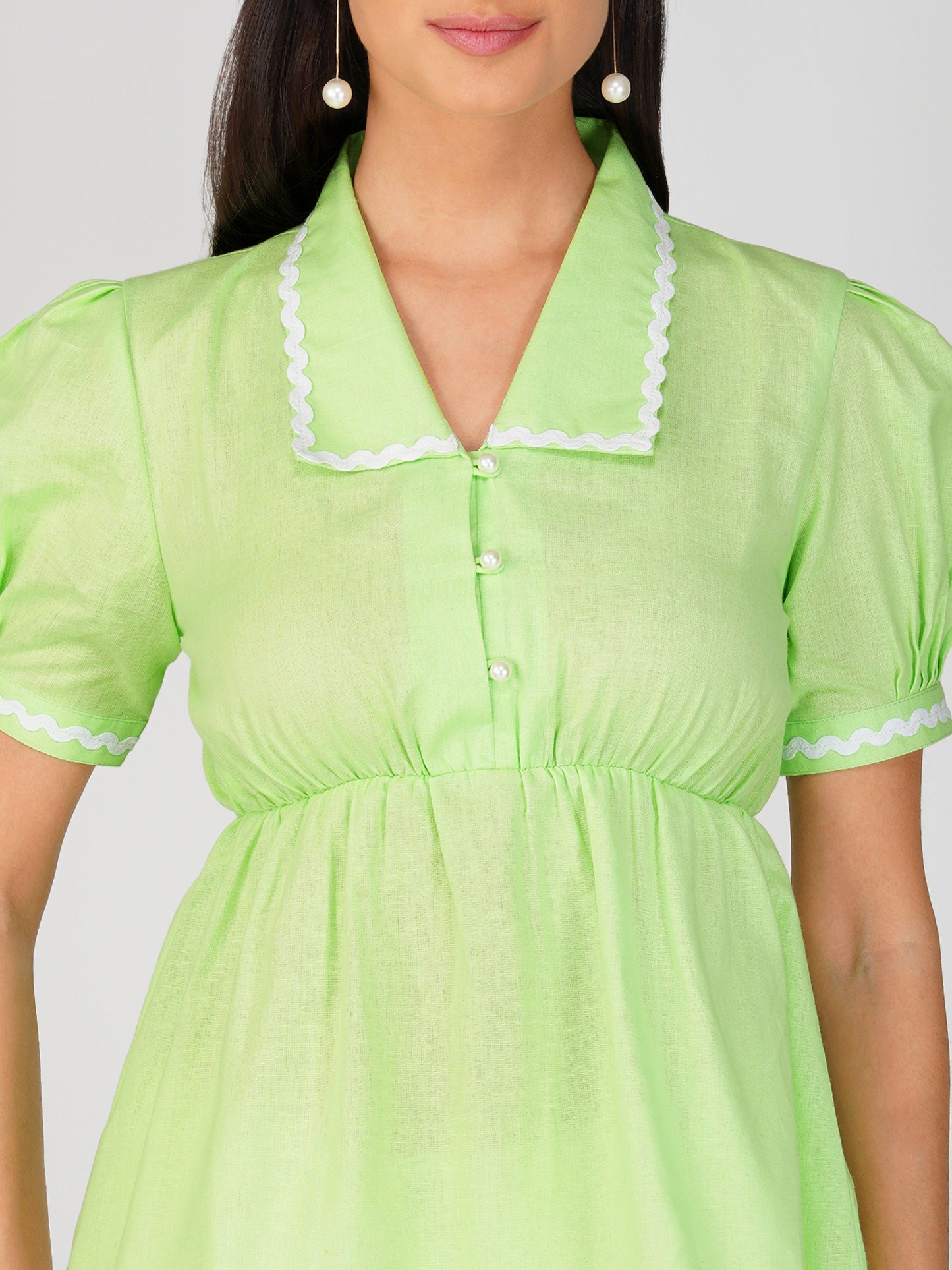 Green Peter Pan Collar Top