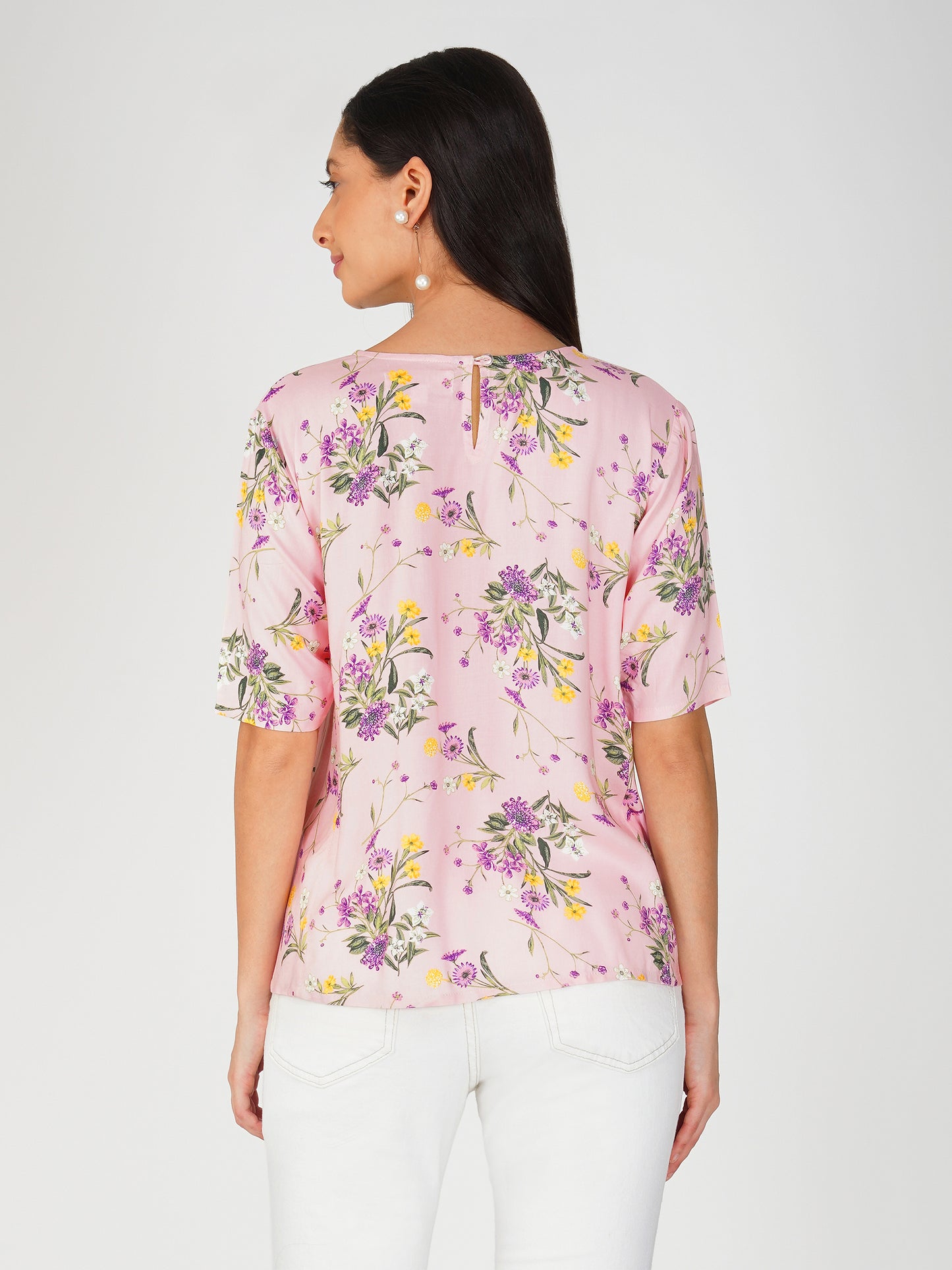 Pink Floral Applique Top