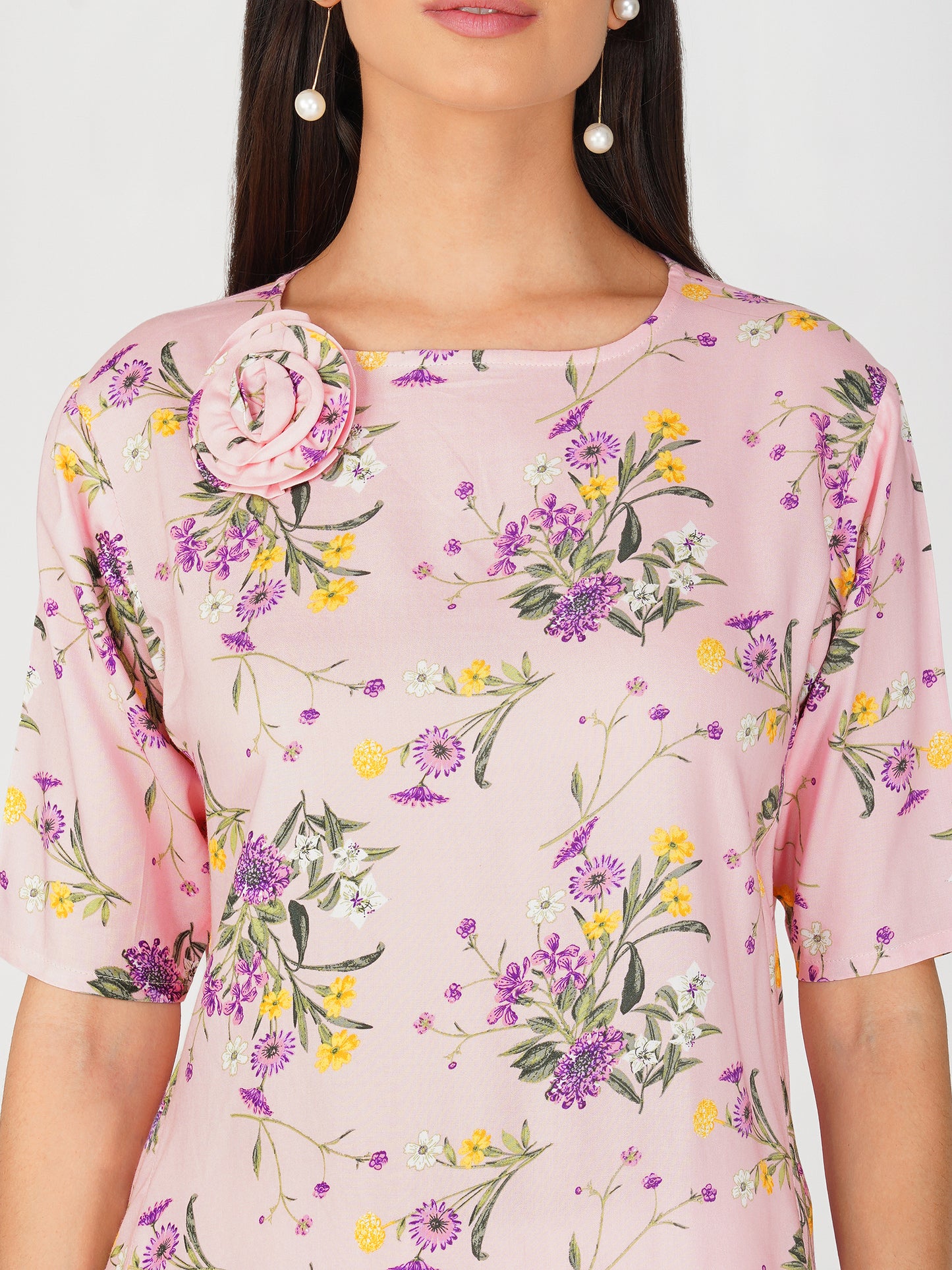 Pink Floral Applique Top