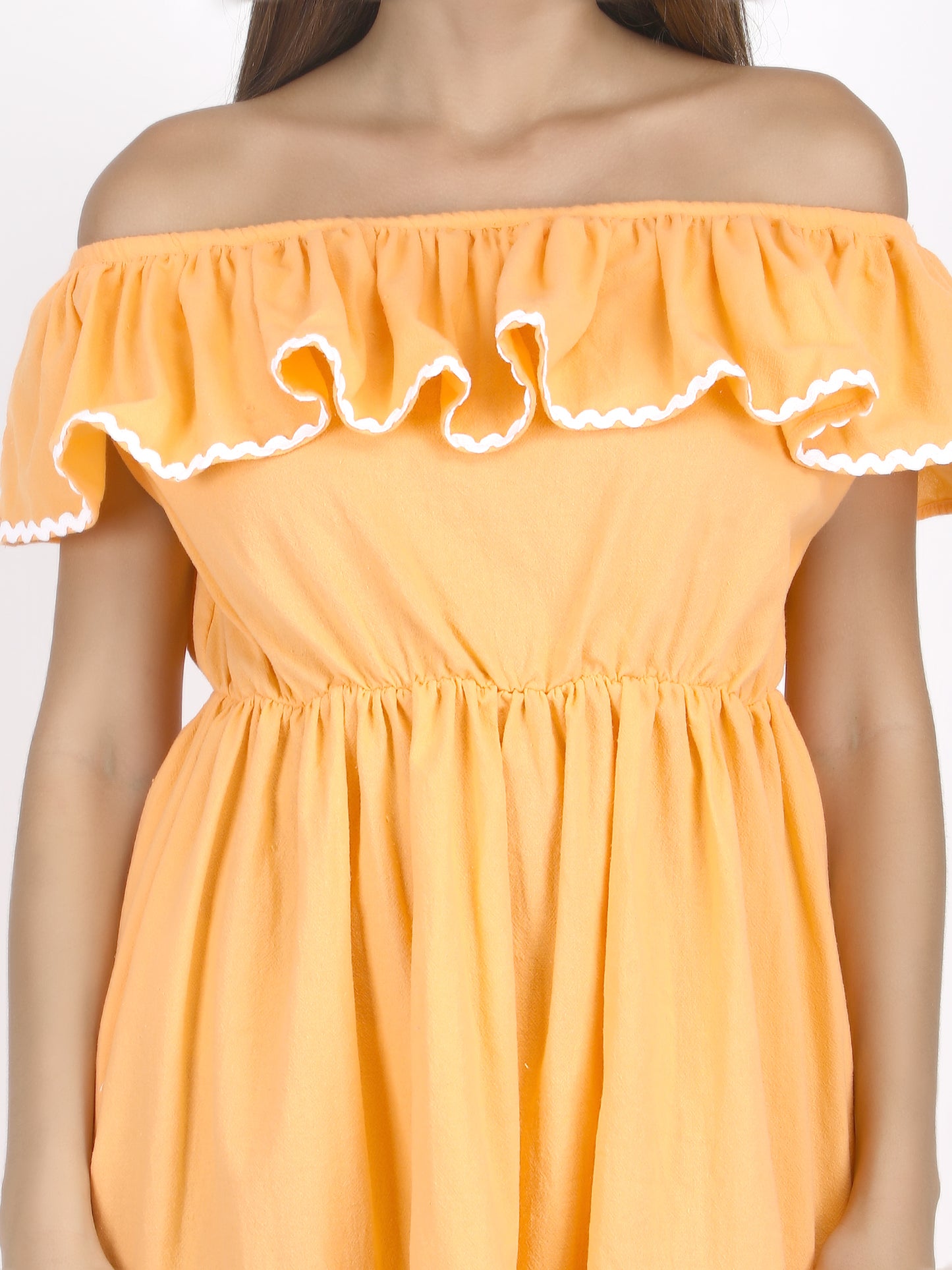 Orange Off-Shoulder Mini Dress