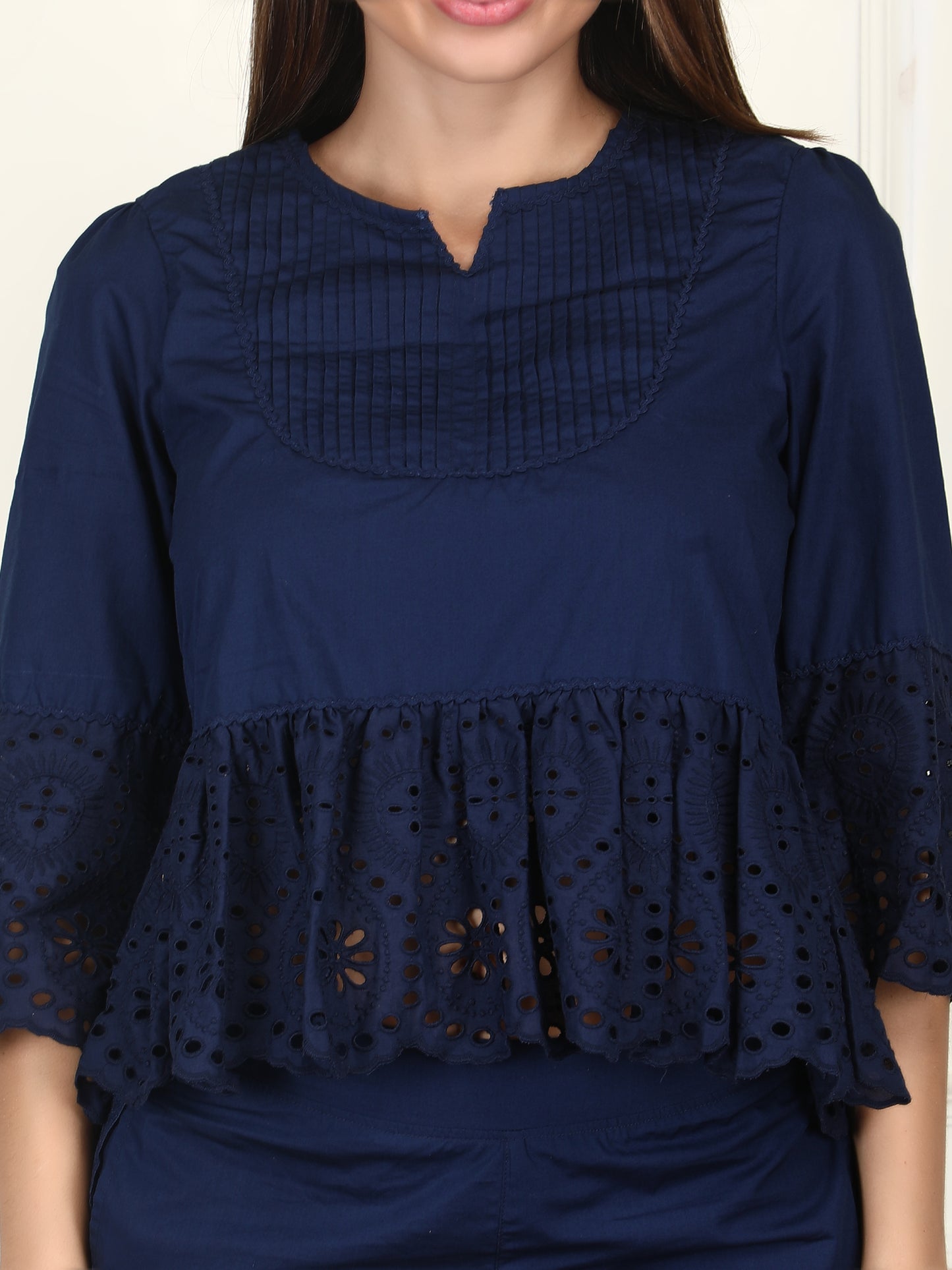 Navy Blue Ruffled Co-ord Set