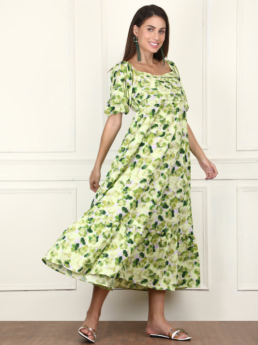 Abstract Print Midi Dress