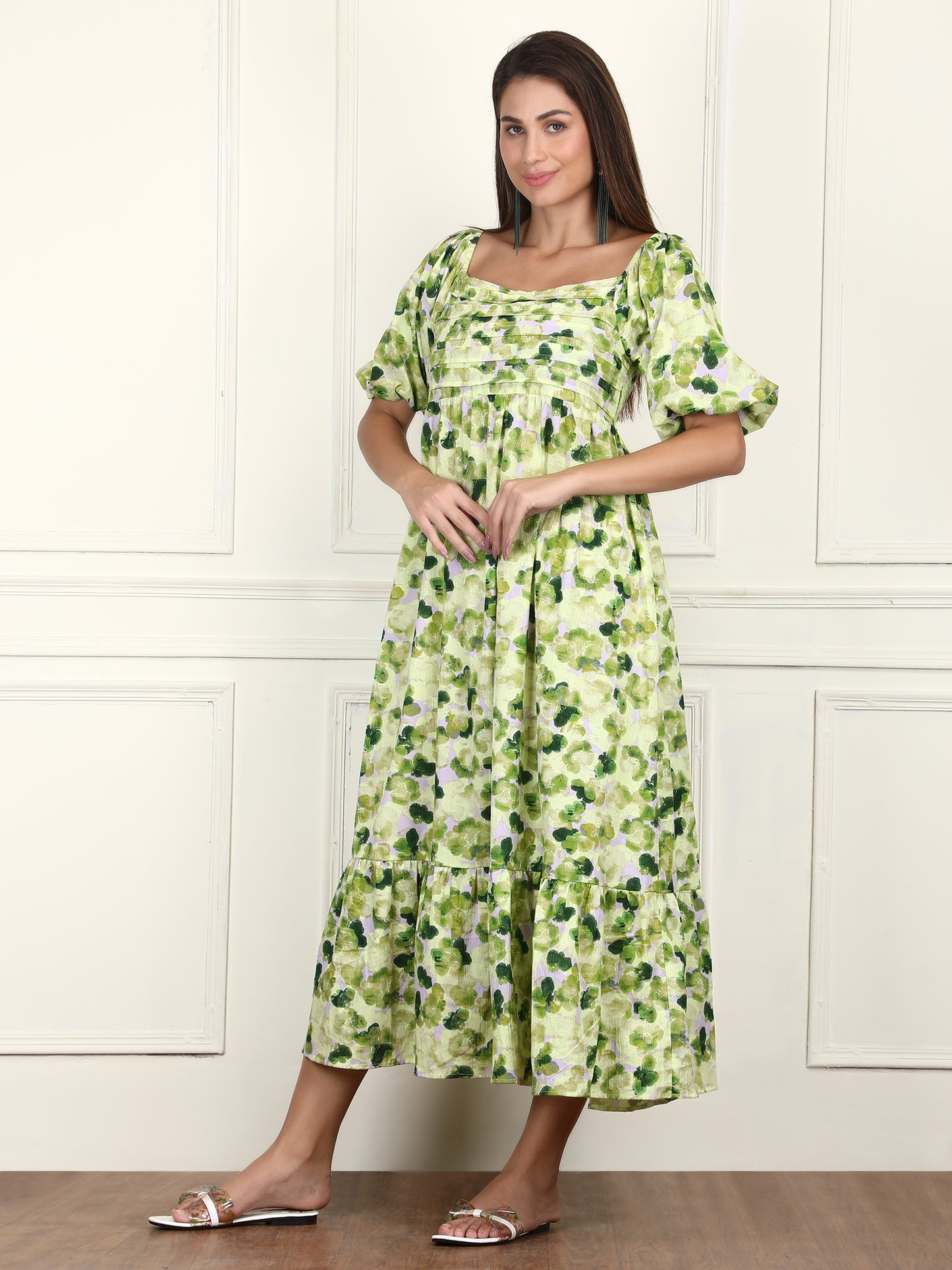Abstract Print Midi Dress