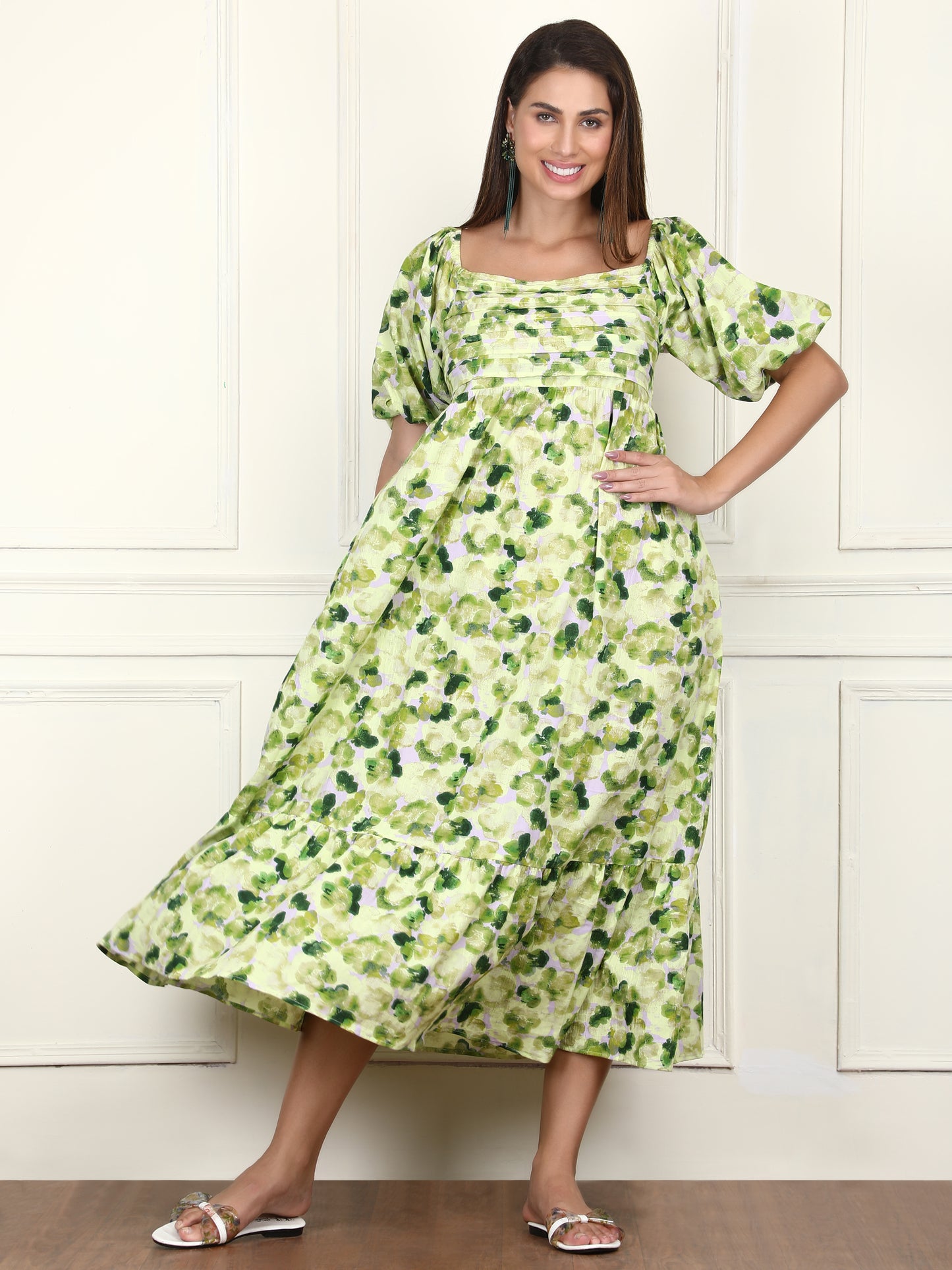 Abstract Print Midi Dress