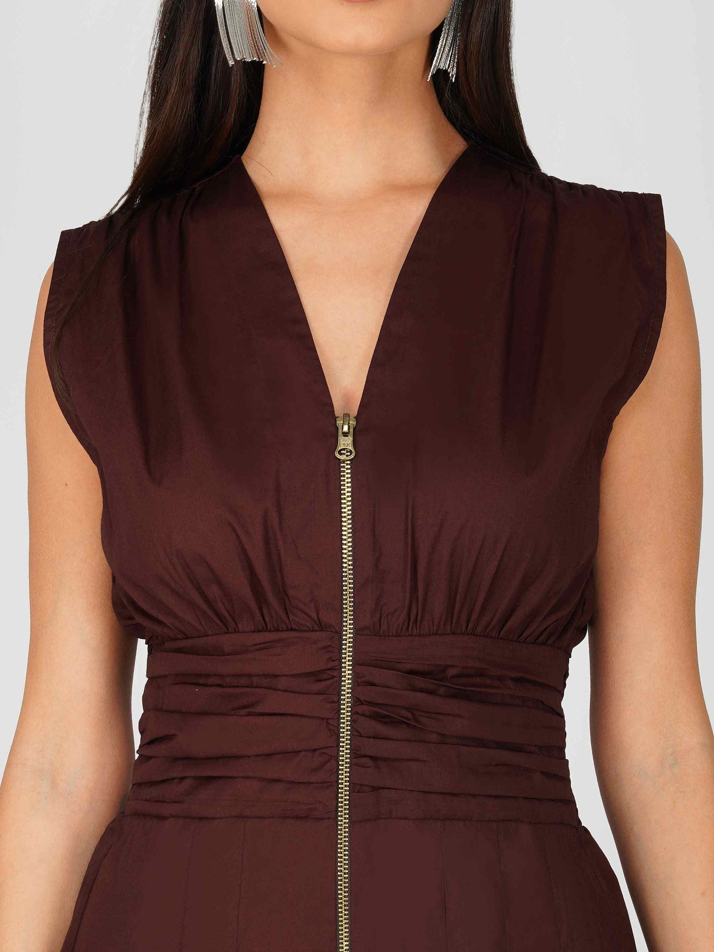 Brown Zipper Dress
