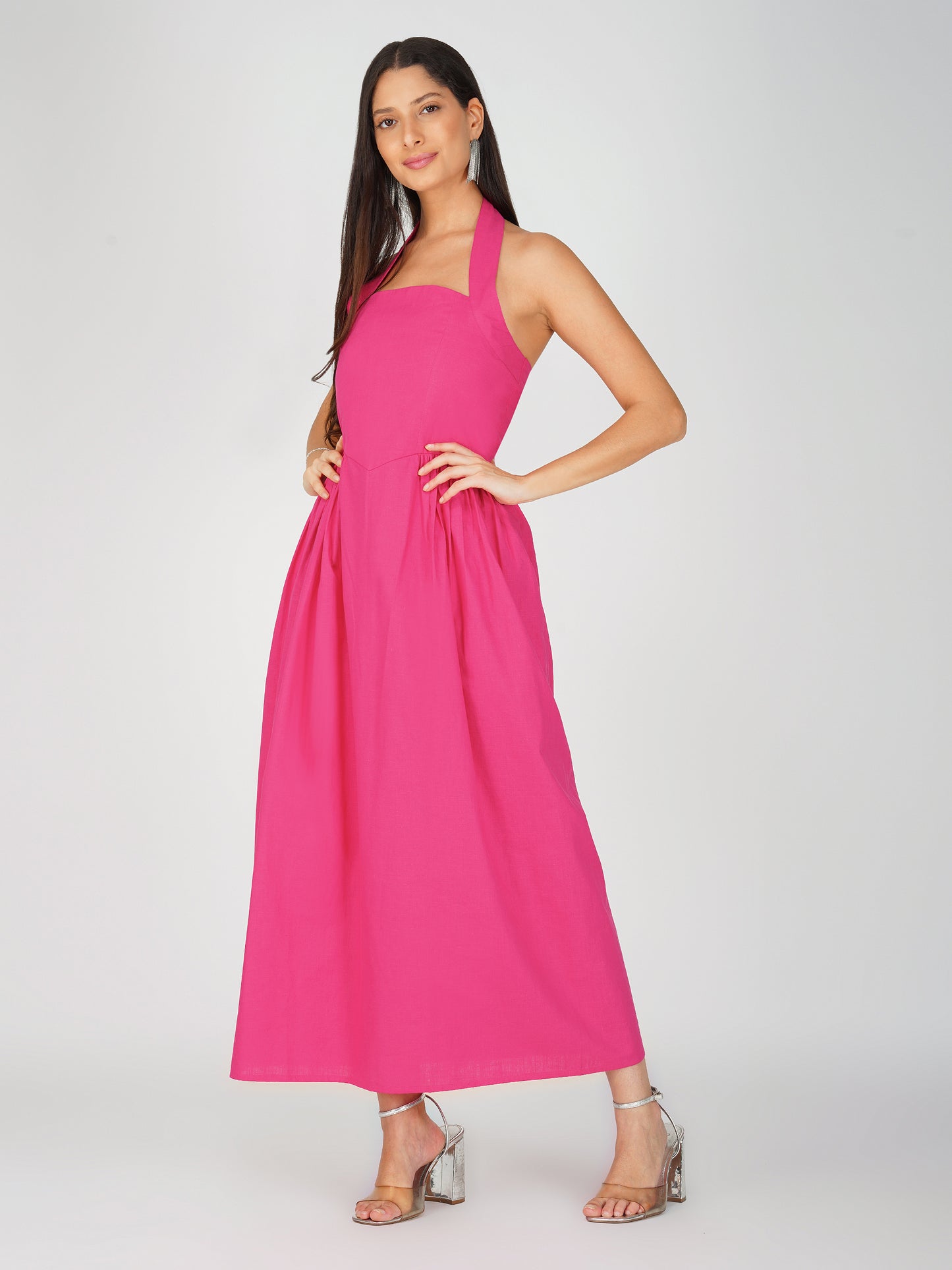Halter Neck Pink Dress