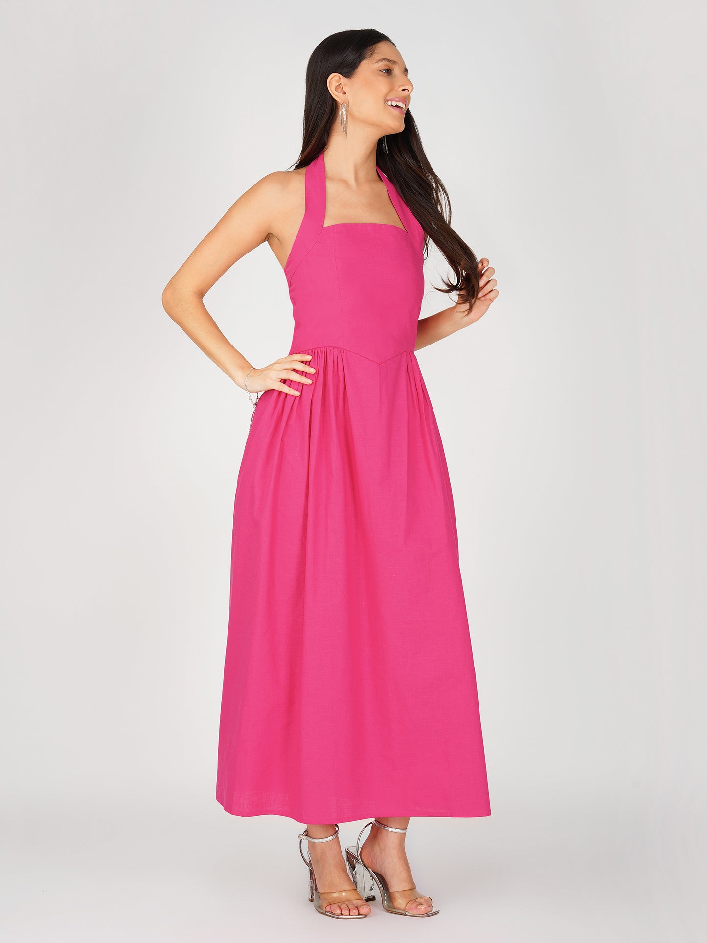 Halter Neck Pink Dress