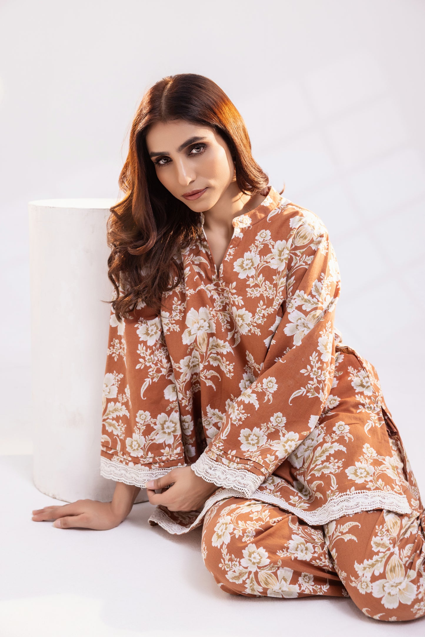 Rust Floral Linen Co-ord Set