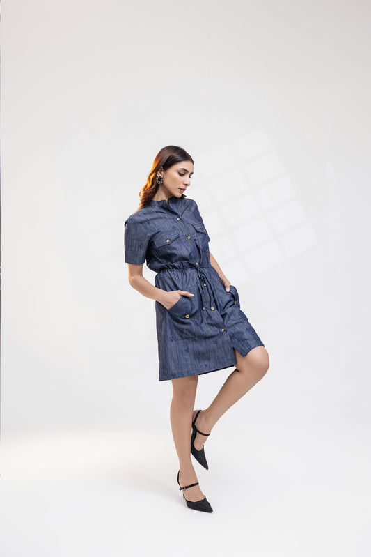 Blue Denim Sheath Dress