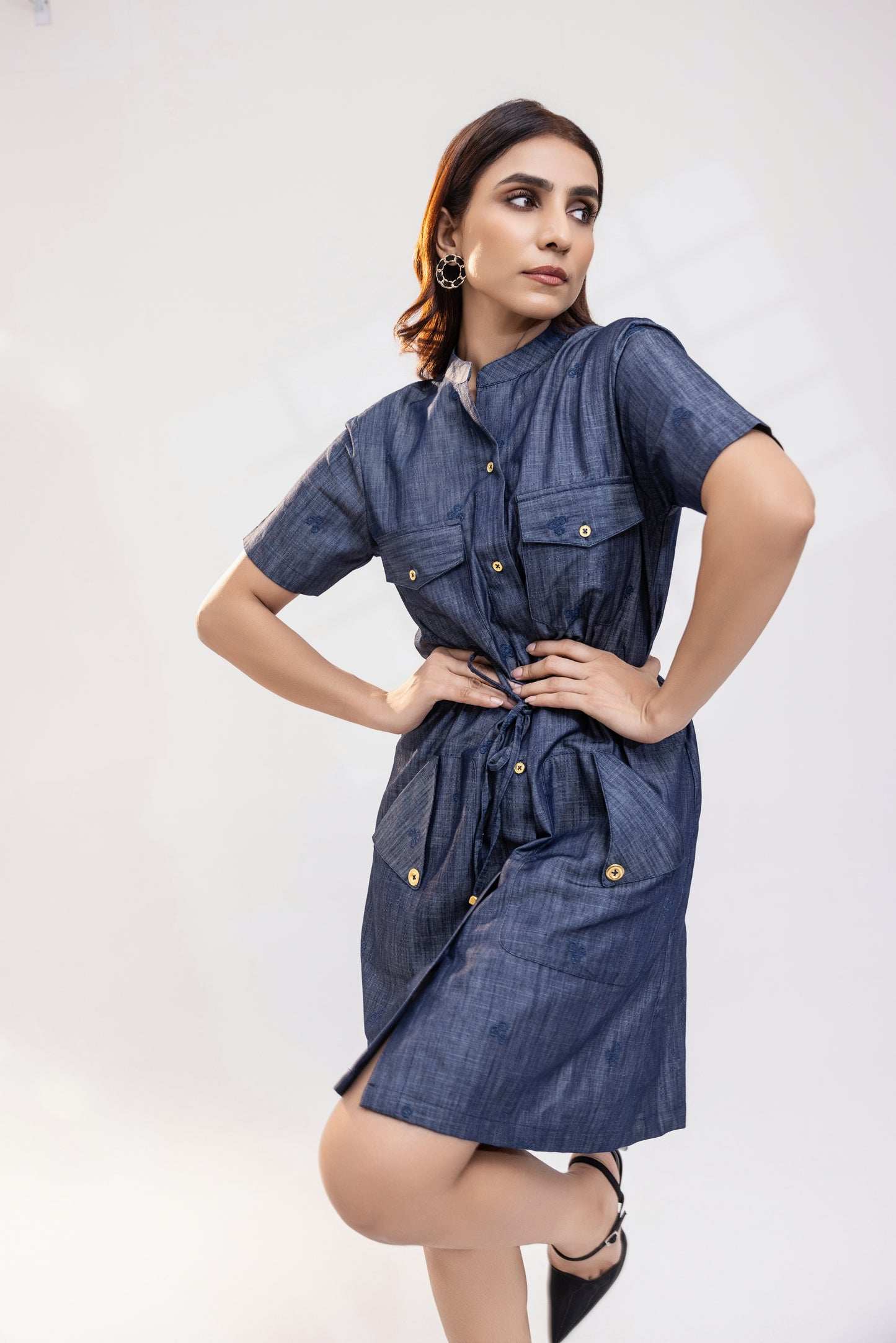 Blue Denim Sheath Dress