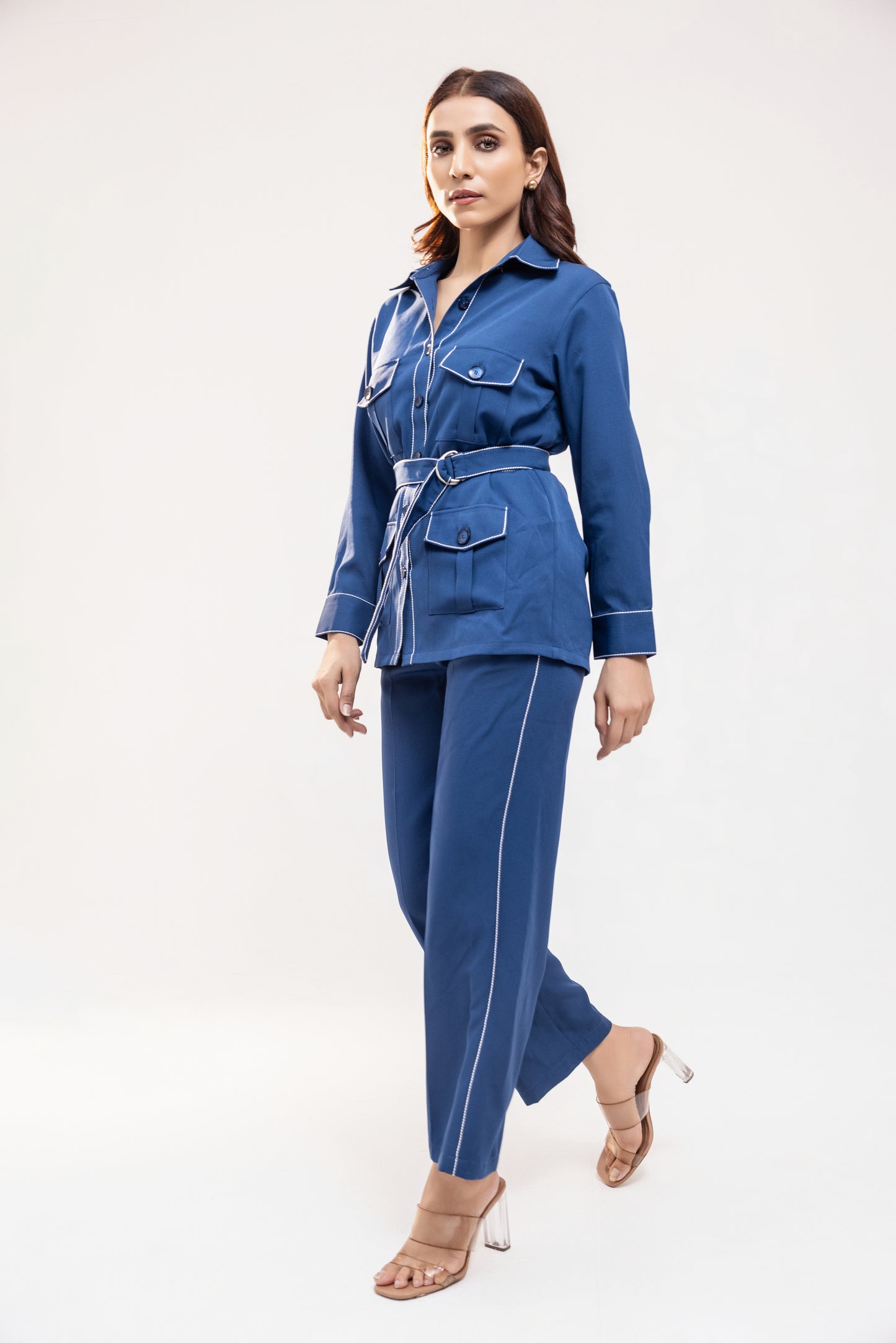 Blue Crepe Co-ord Set