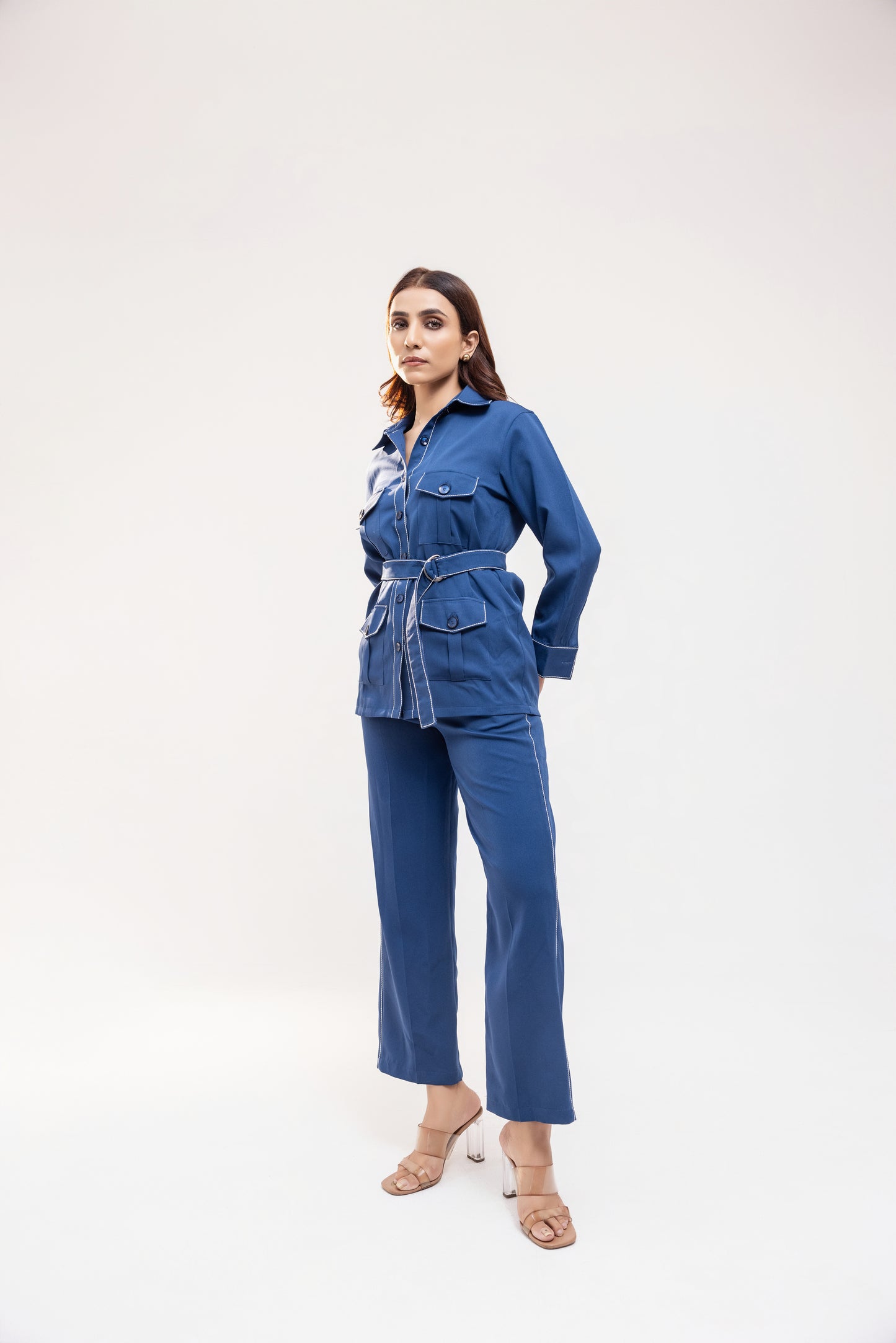 Blue Crepe Co-ord Set