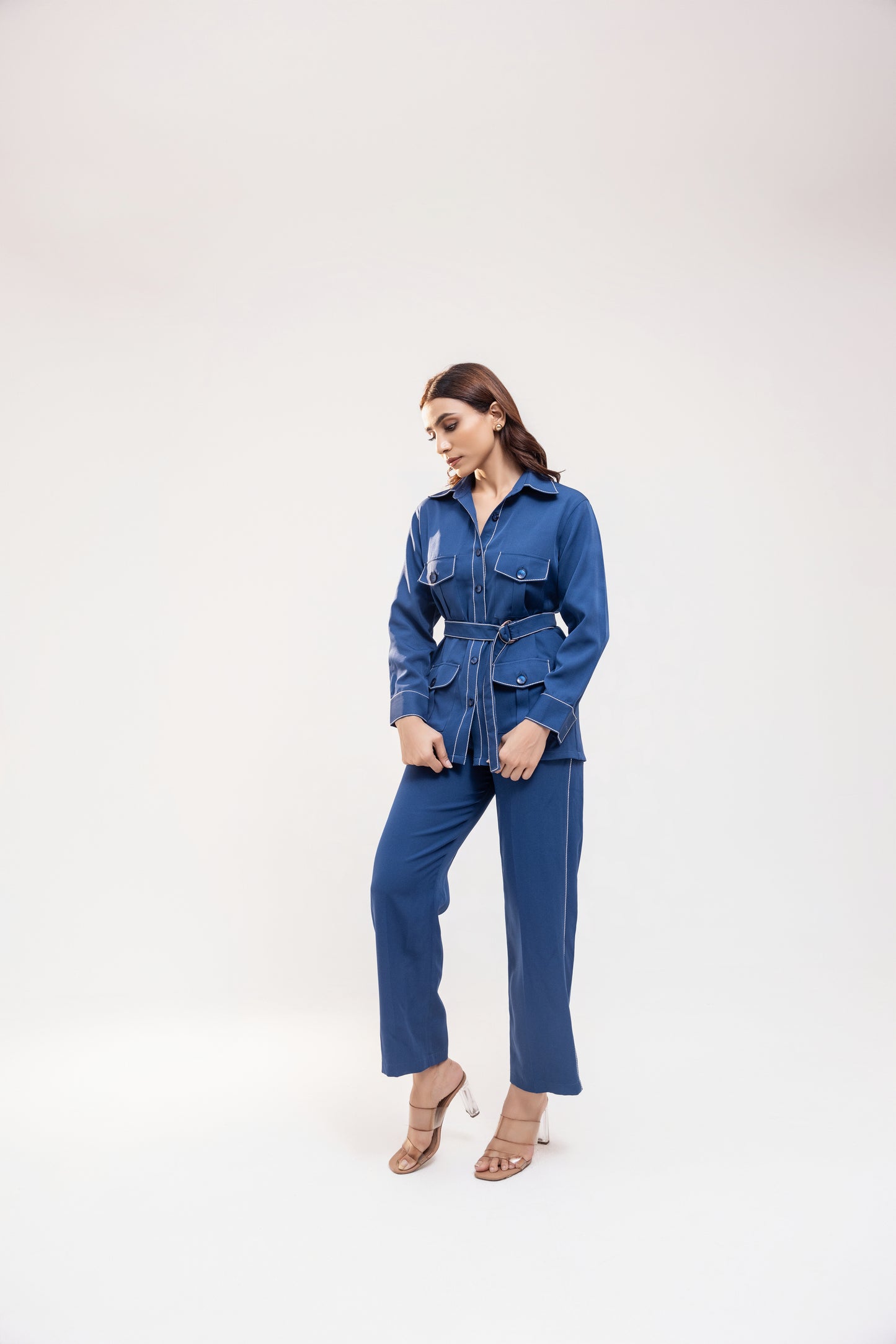 Blue Crepe Co-ord Set