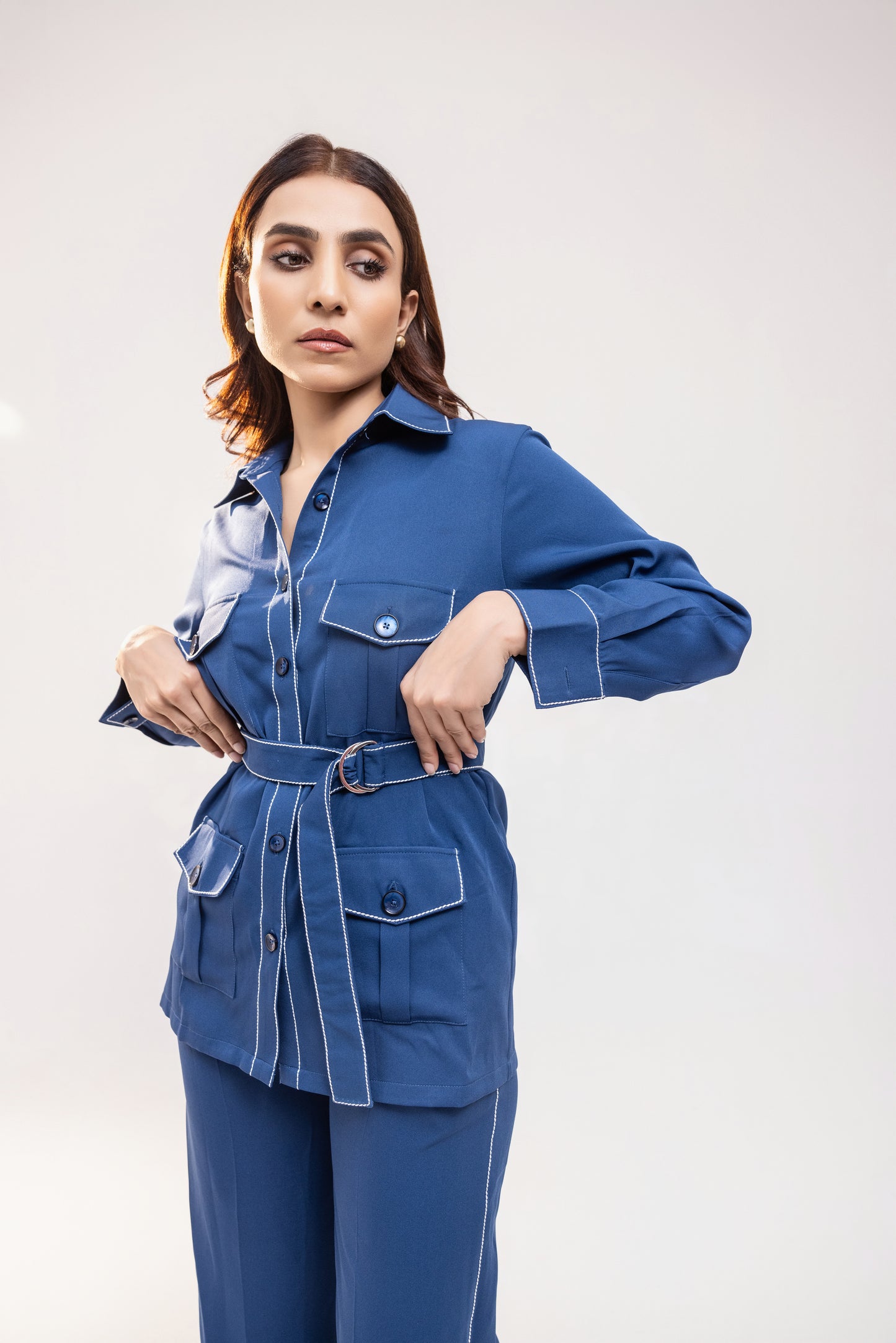 Blue Crepe Co-ord Set