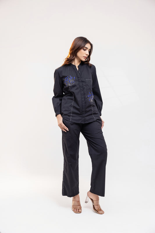 Black Embroidered Co-ord Set