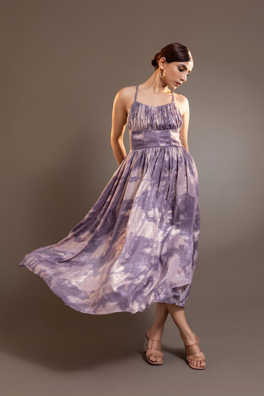 Velvet Satin Corsetry-Inspired Midi Dress