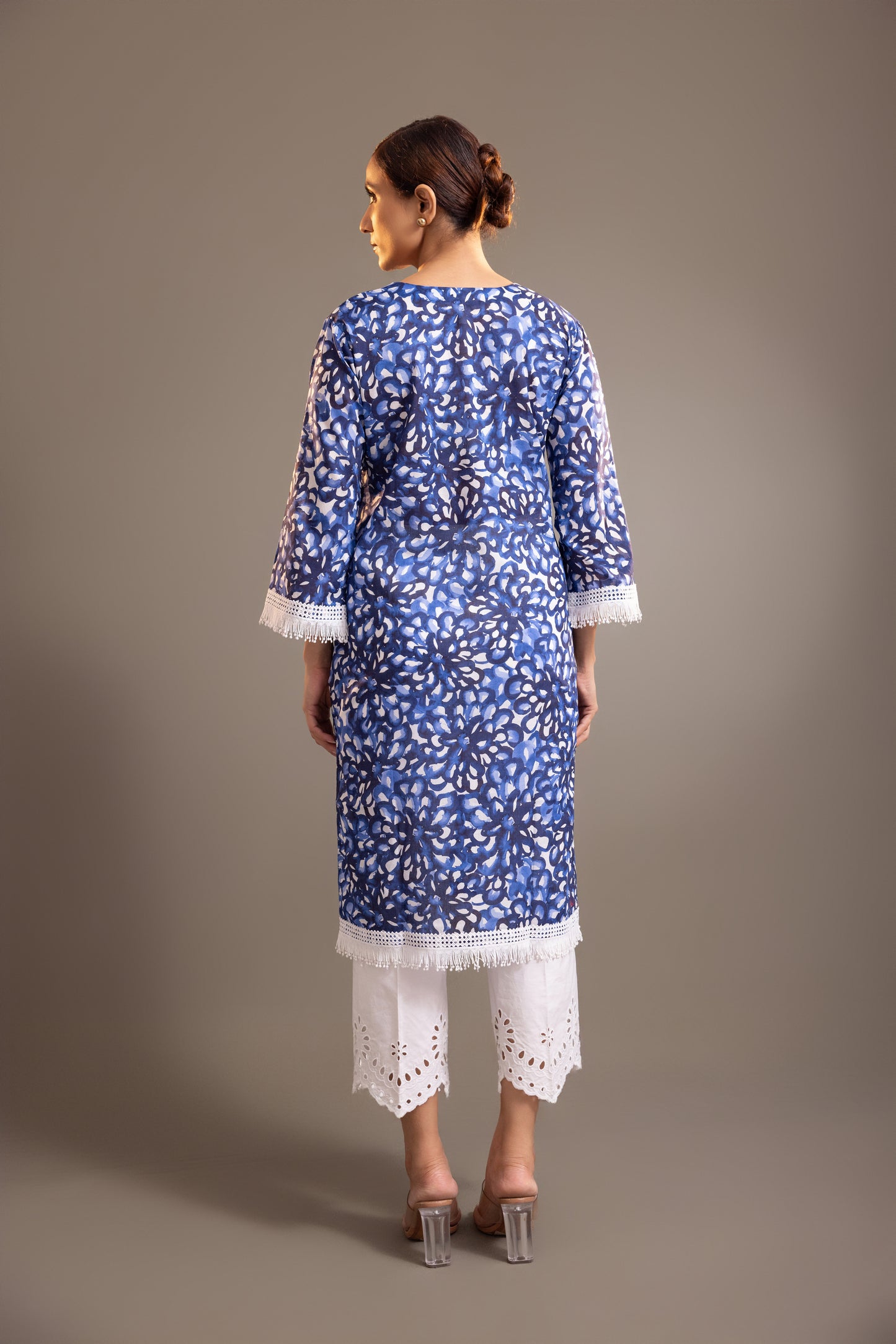 Blue Floral Kurta With Pants