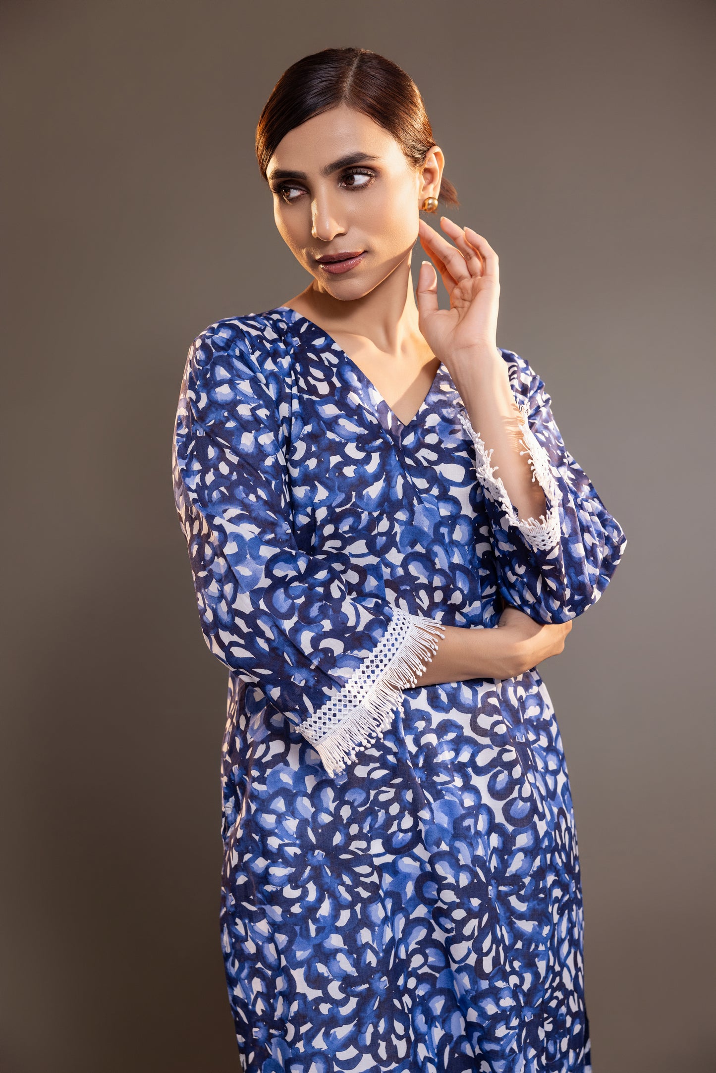 Blue Floral Kurta With Pants