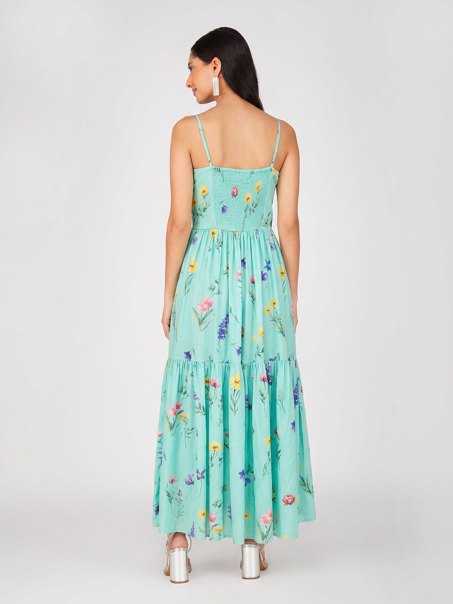 Mint Green Floral Maxi Dress