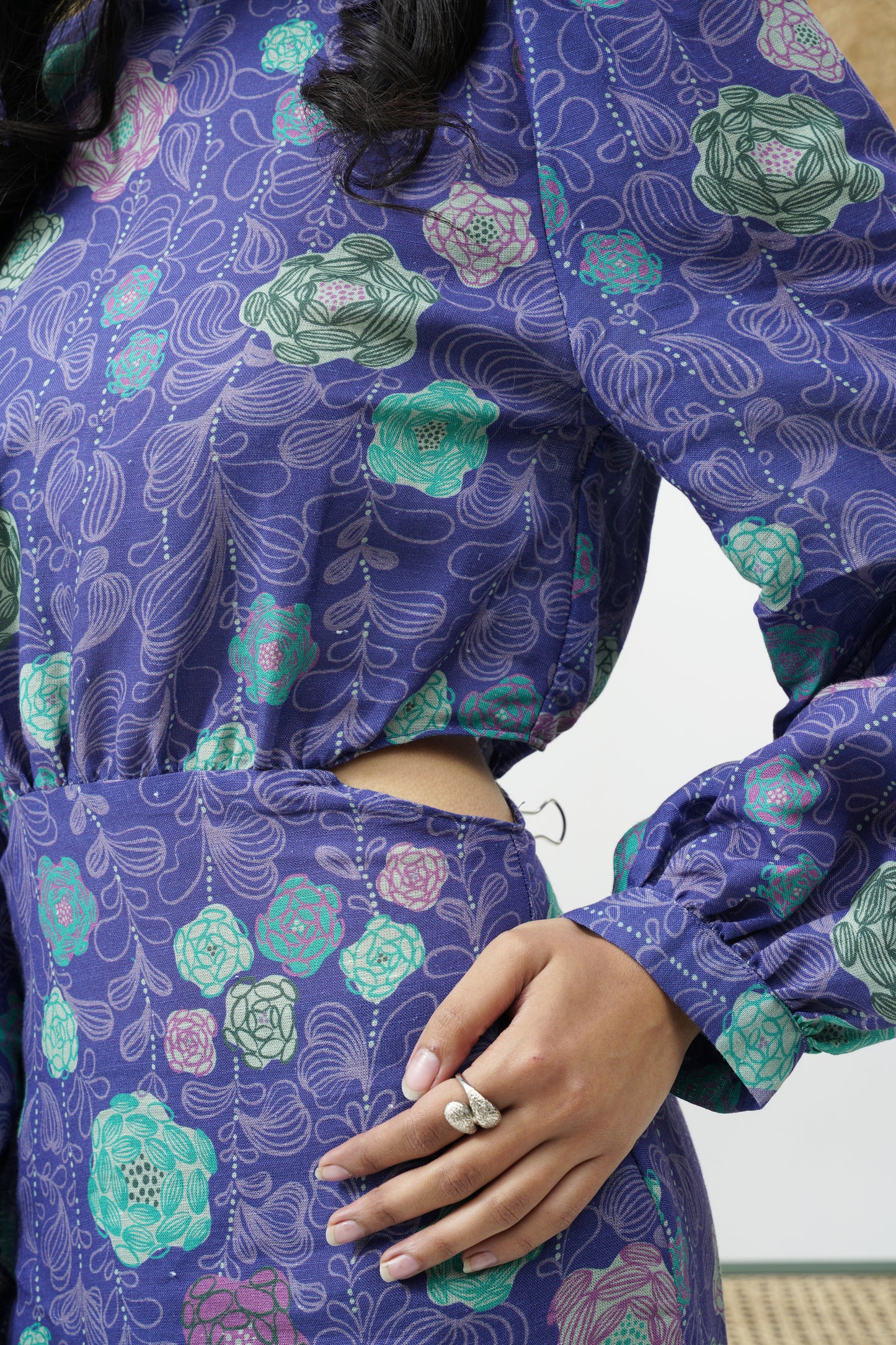 Linen blend midi dress