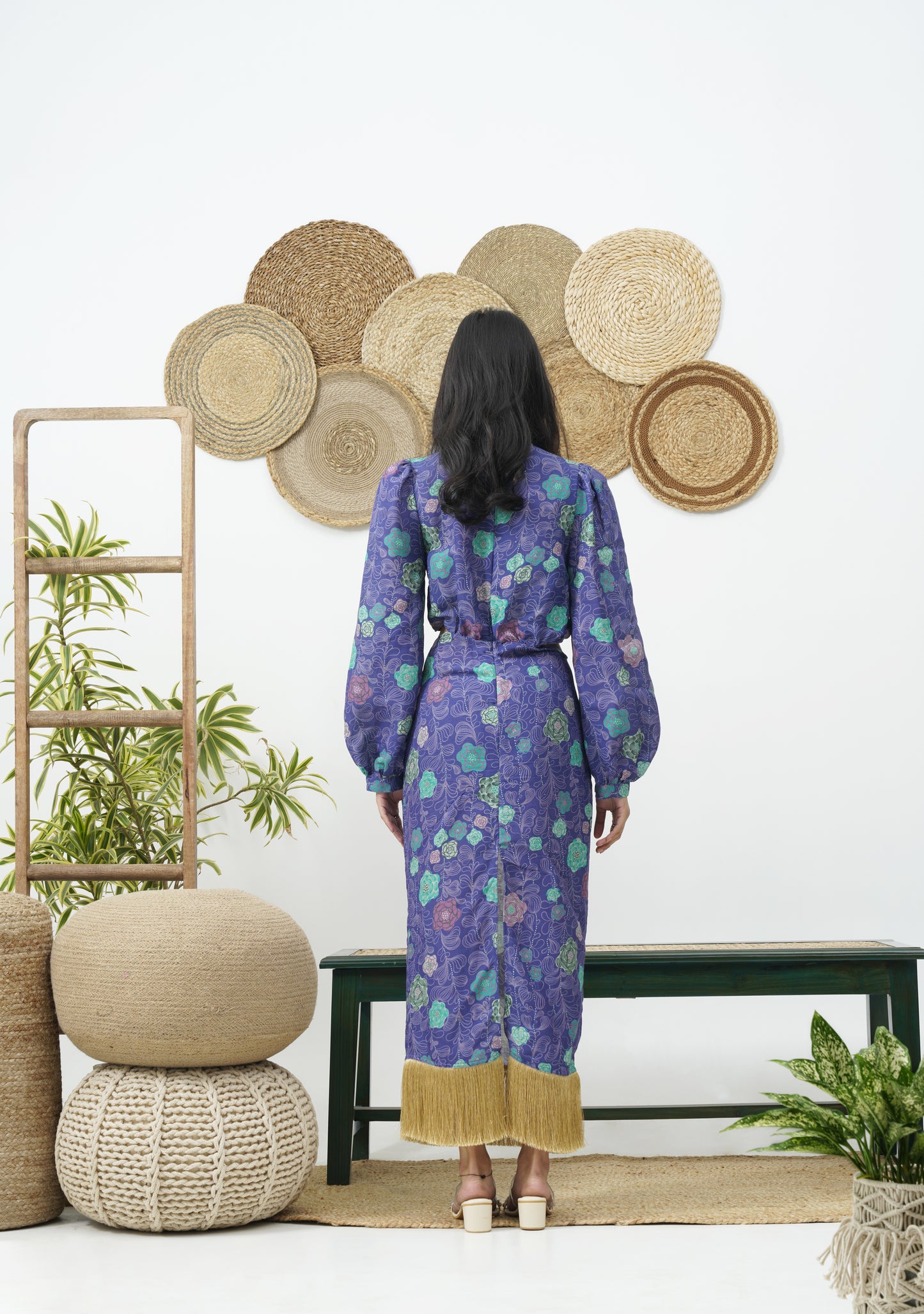 Linen blend midi dress