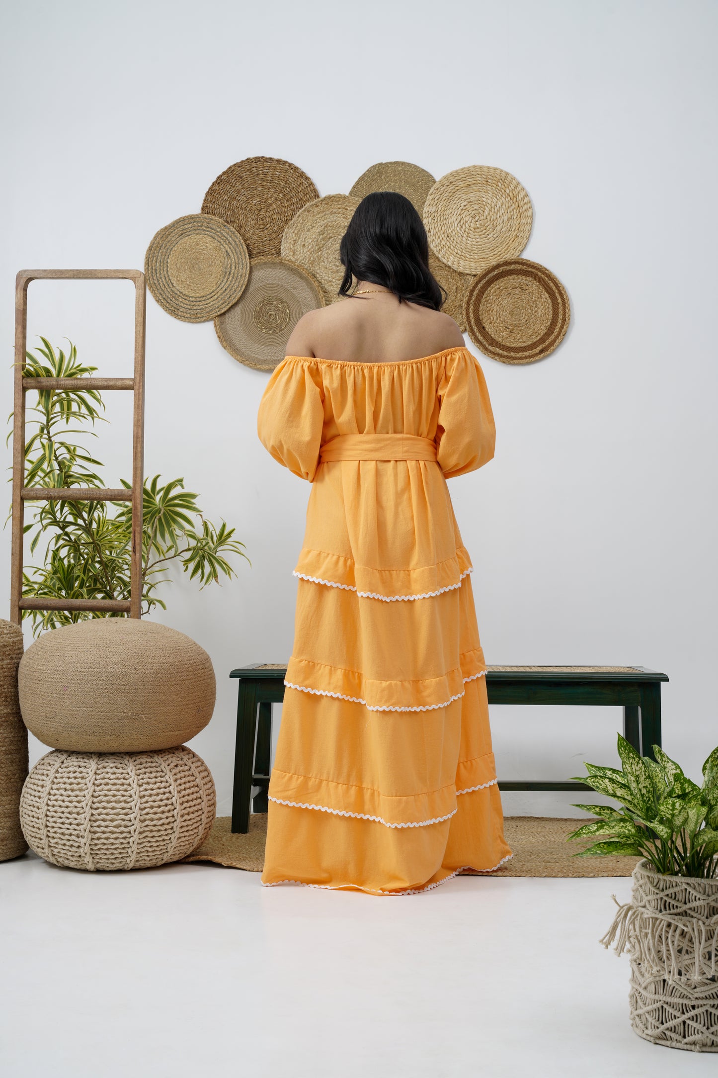 Orange tiered maxi dress