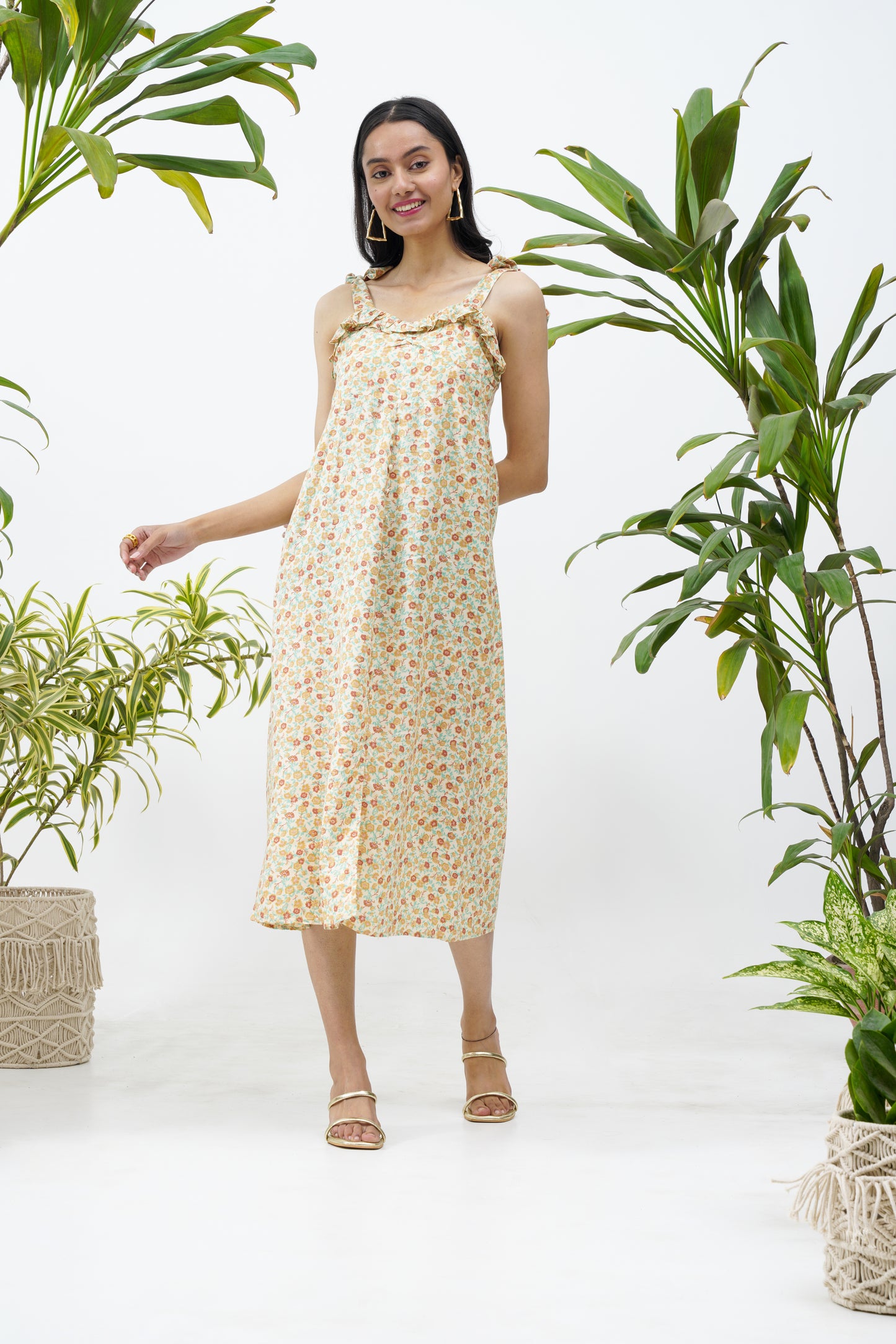 Tie-strap midi dress