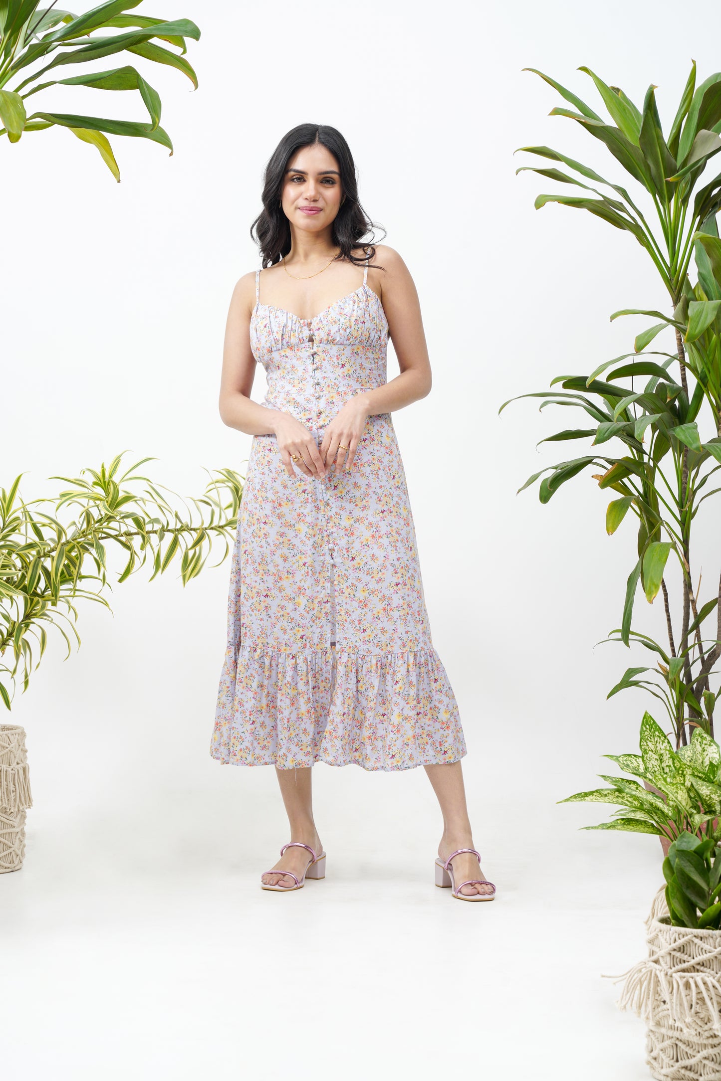 Floral lavender corset dress