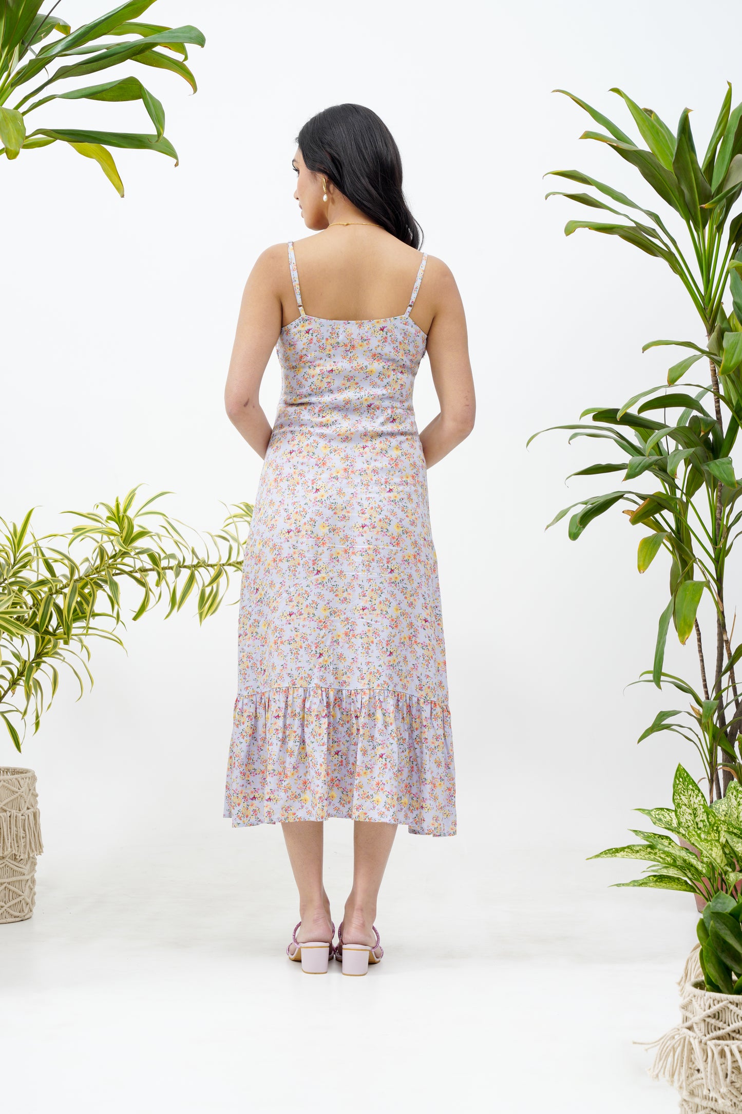 Floral lavender corset dress