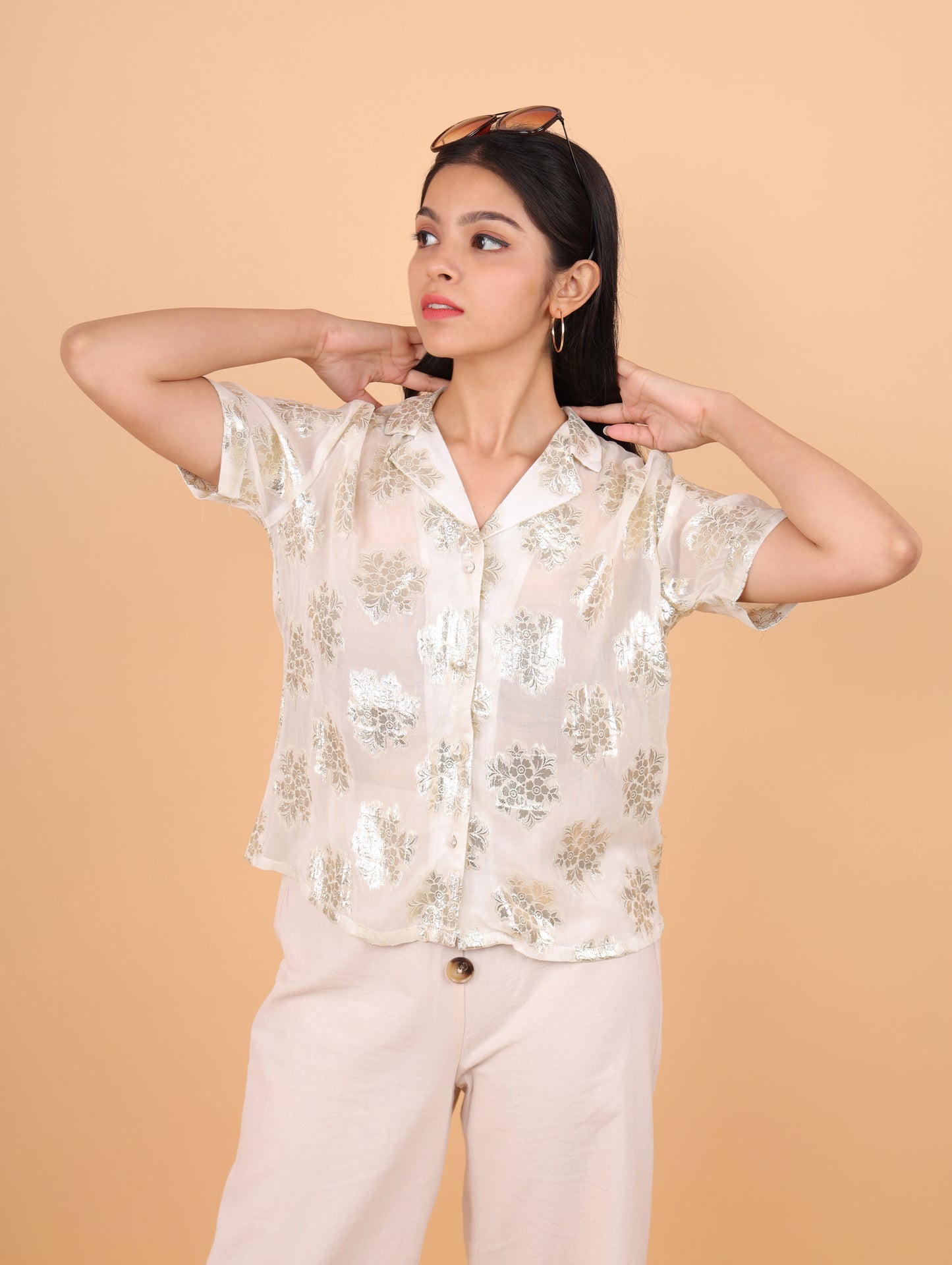 Short sleeve jacquard shirt